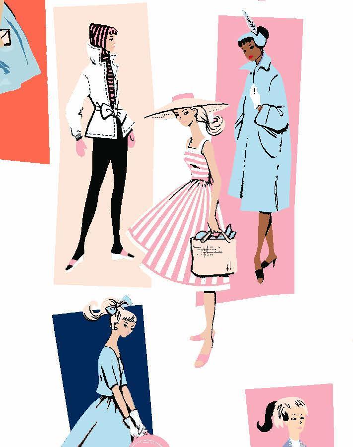 Barbie™ Mod Shapes Wallpaper - Navy & Pink Geometric Design for Girls' Room, Nursery, or Playroom Decor