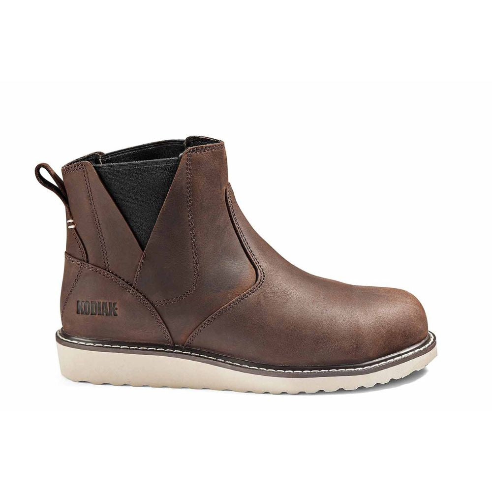 Kodiak Whitton Chelsea Women's Steel Toe Pull On Wedge Work Boots - Comfortable Slip Resistant Safety Shoes for Construction, Warehouse & Outdoor Work (Brown)