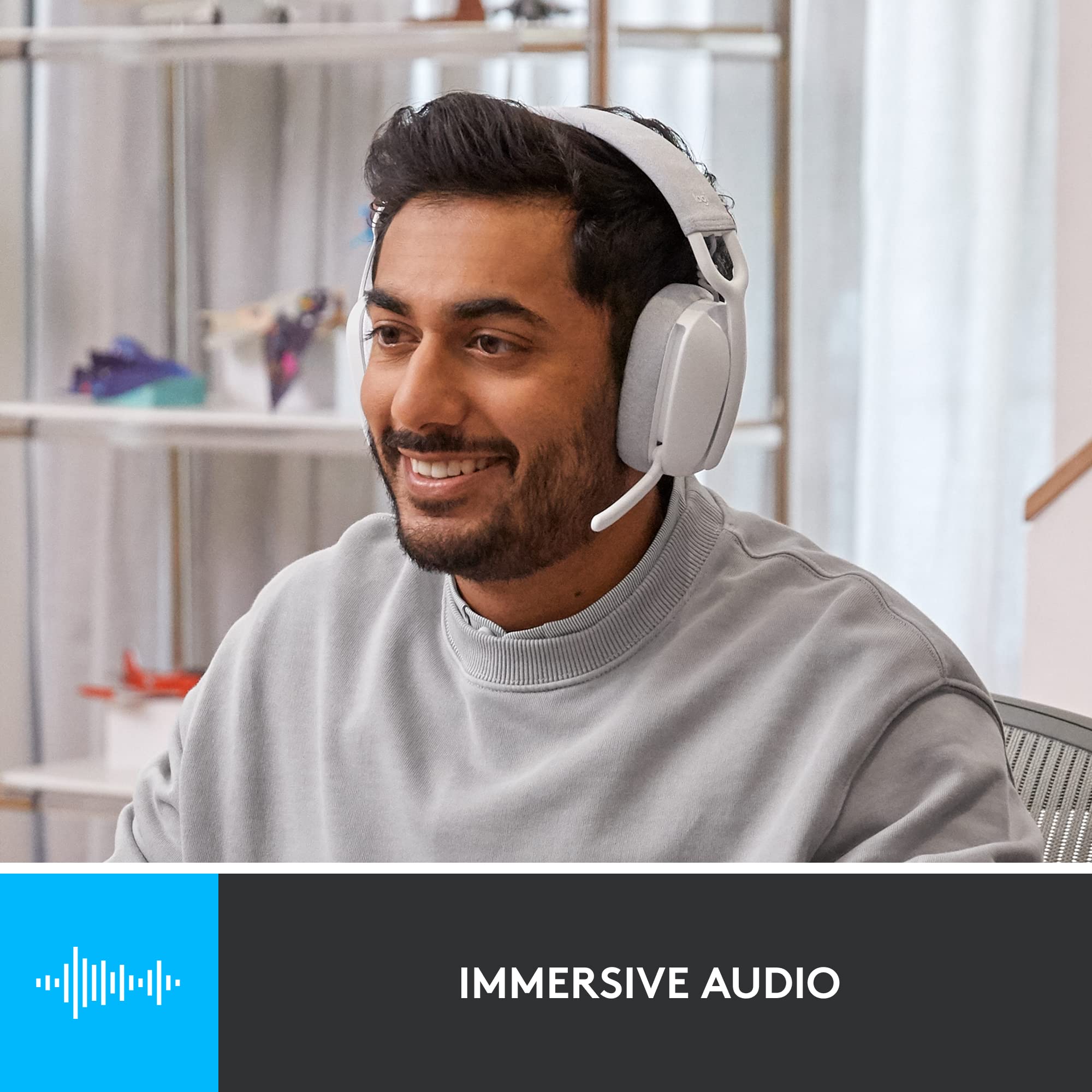 Logitech Zone Vibe 100 Lightweight Wireless Bluetooth Headphones with Noise Cancelling Mic - Over Ear Comfort for Work Calls, Music & Gaming | Compatible with Teams, Zoom, Google Meet | Perfect for Home Office, Remote Work & Online Classes (Off White)