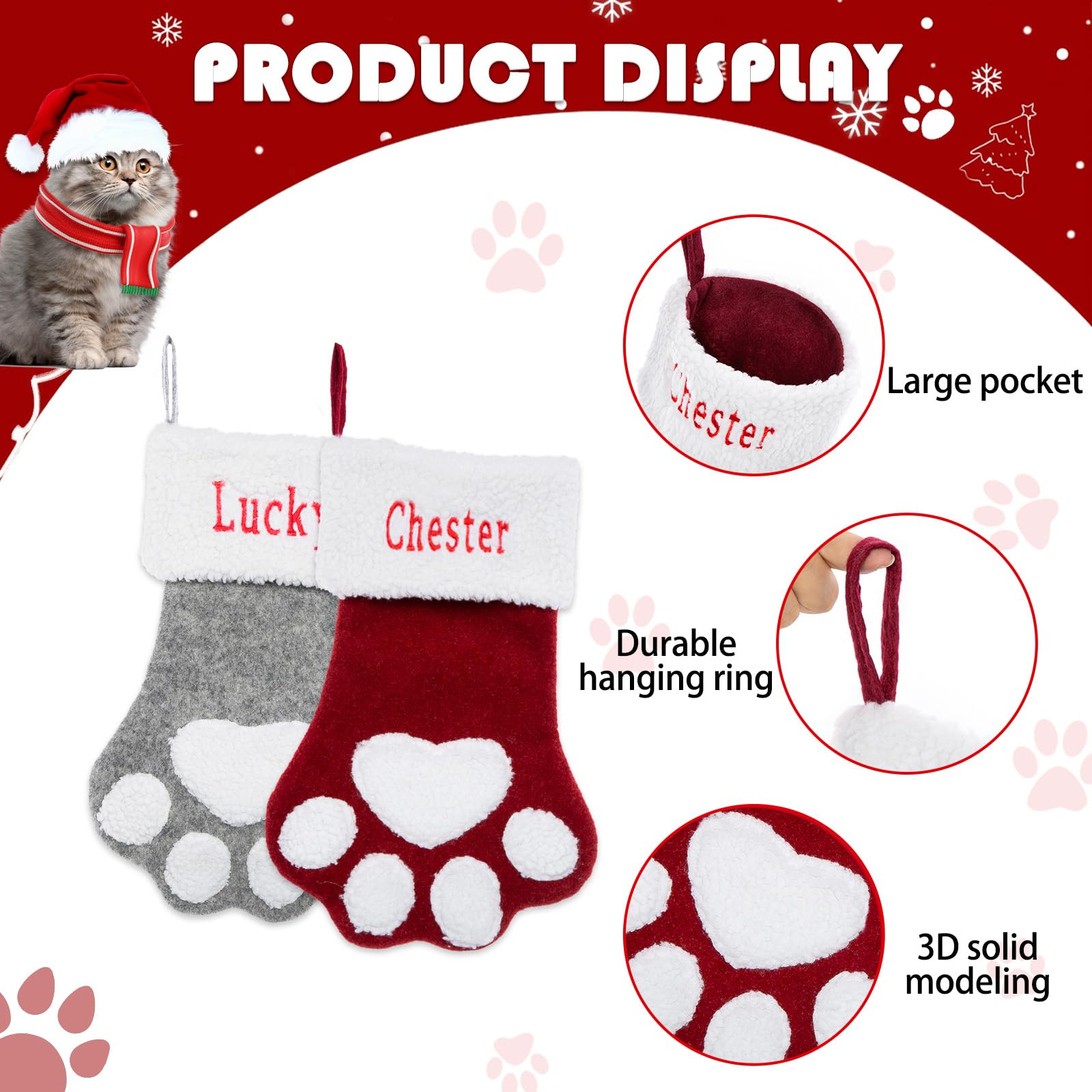 Custom Embroidered Pet Christmas Stockings - Personalized 18