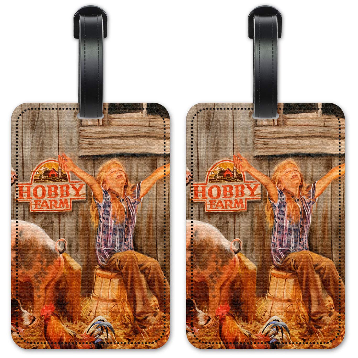 Hobby Farm Animals Luggage ID Tags - Set of 2 Personalized Suitcase Identification Cards for Travel, Kids & Pet Carriers | Durable Name Tags for Backpacks, Duffel Bags & School Supplies