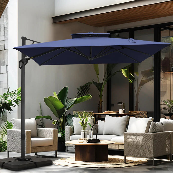 PHI VILLA 9X12ft Rectangular Outdoor Cantilever Offset Umbrella for Garden, Pool, Patio, Backyard - Durable Sun Shade with Adjustable Tilt for Lounging, Dining & Outdoor Relaxation