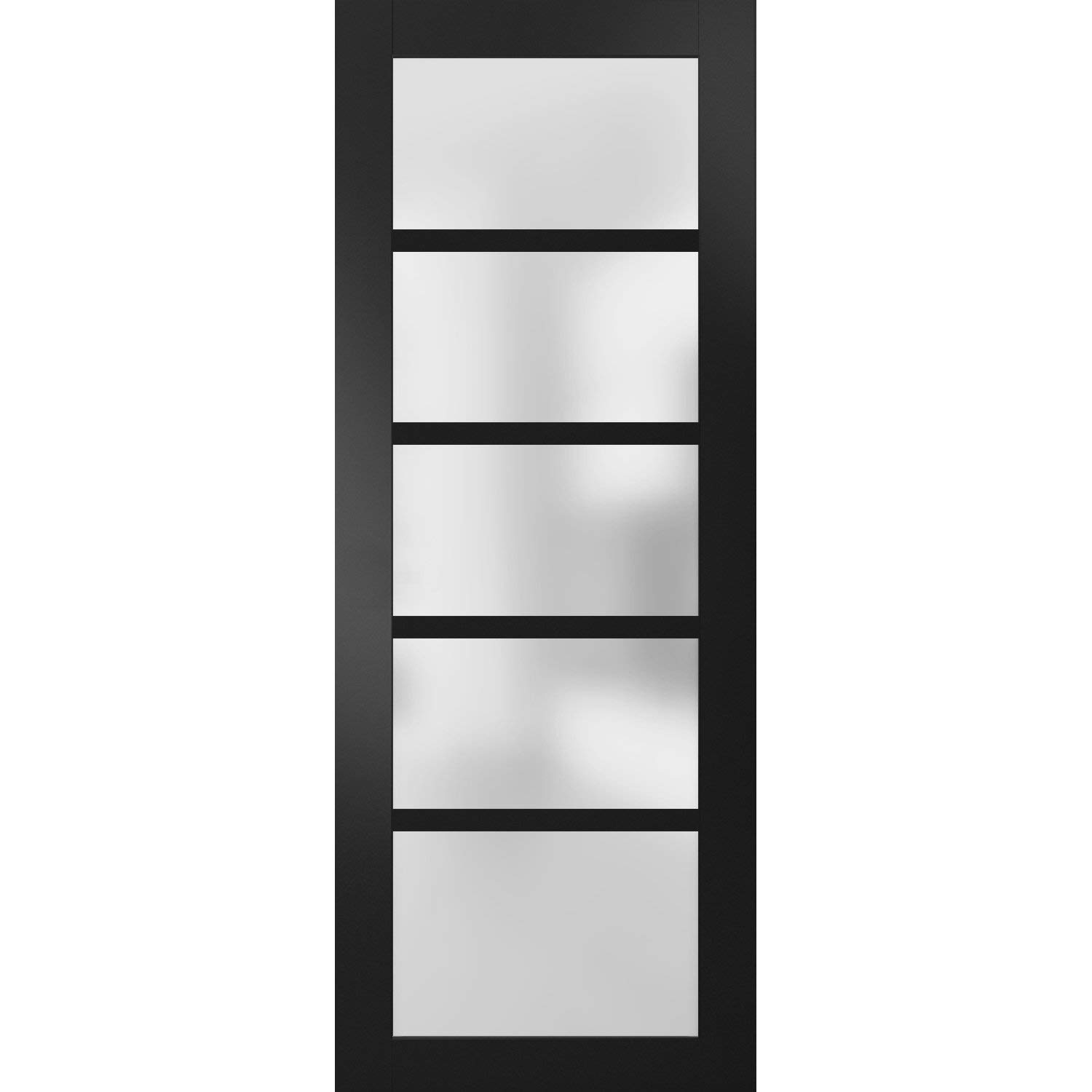 Frosted Glass Sliding Barn Door Panel 42x80 Inches - Matte Black Quadro 4002 | Heavy Duty Solid Wood Frame | Modern Closet & Room Divider for Bedroom, Living Room, Office Space