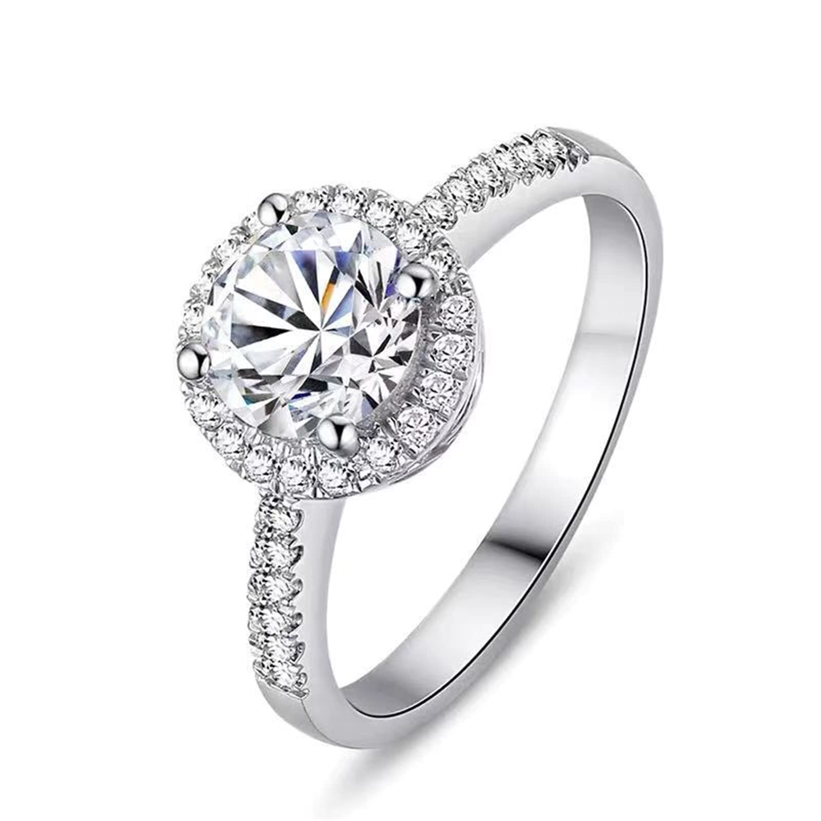 1Ct D Color VVS1 Moissanite Engagement Ring for Women - 18K Gold Clad Sterling Silver Round Cut Wedding Promise Ring (Size 6) | Perfect for Proposals, Anniversaries & Special Occasions