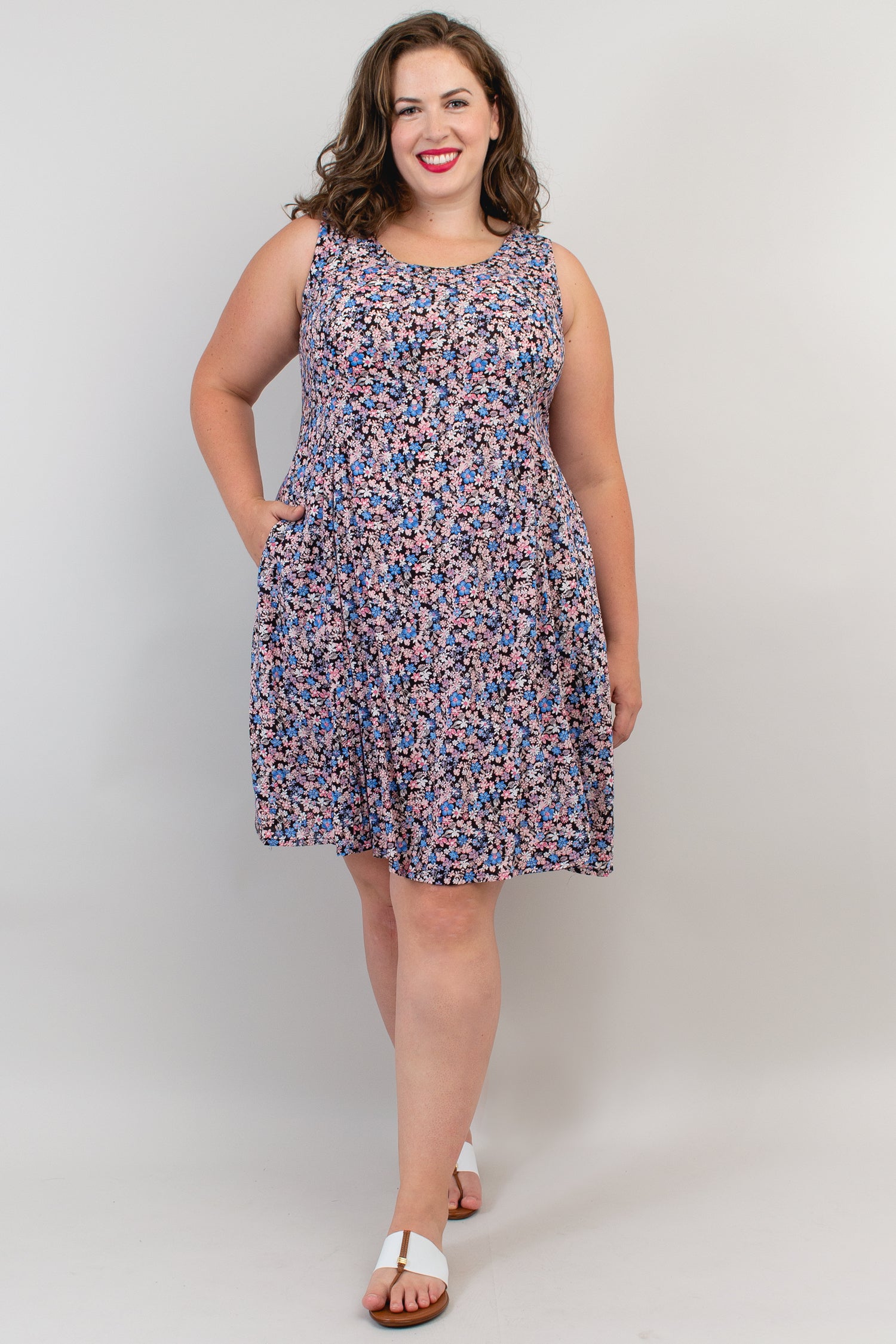 Elegant Sara Dress in Pink Meadow Floral Print - Perfect for Spring Weddings, Garden Parties & Special Occasions