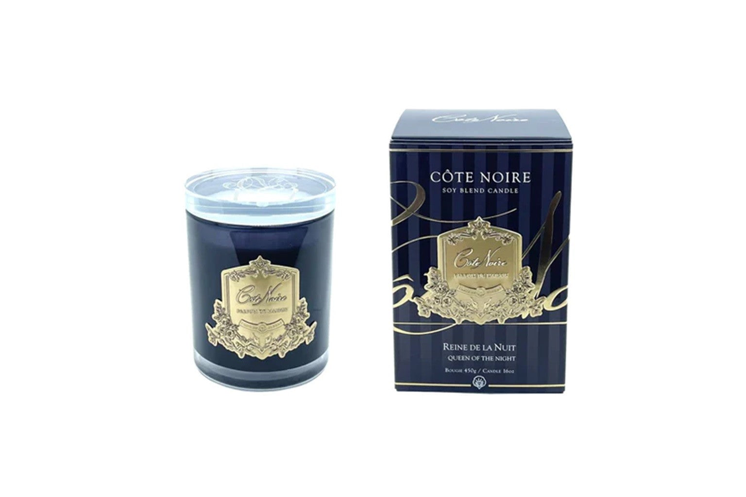 Premium Cote Noire Gold Scented Candle 450g - Queen Of The Night Fragrance (Reine De La Nuit) | Luxury Home Decor, Romantic Gifts & Relaxing Aromatherapy for Bedroom, Bathroom & Living Spaces