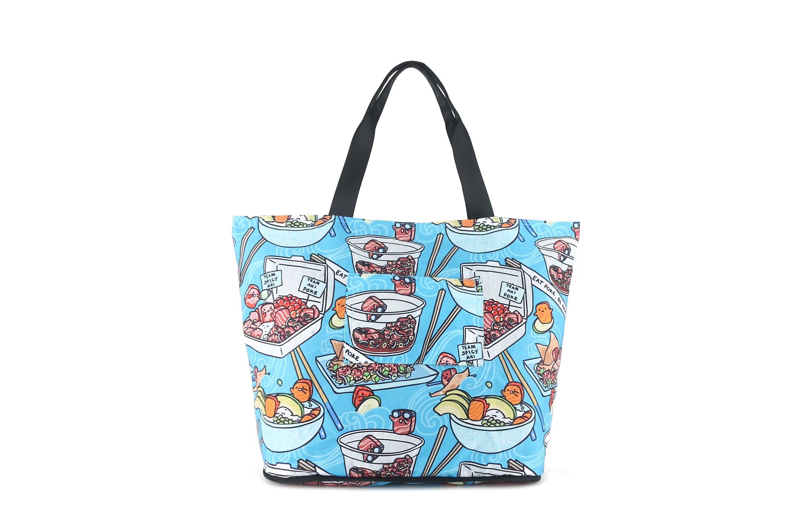 Foldable Tote Bag - James Poke Competition Style in Blue | Reusable Shopping Bag for Groceries, Beach & Travel