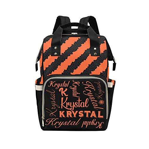 **Personalized Halloween Diaper Backpack - Waterproof Mummy Baby Bag with Custom Name Text & Stripes - Perfect for Nursing, Travel & Trick-or-Treating Gifts**