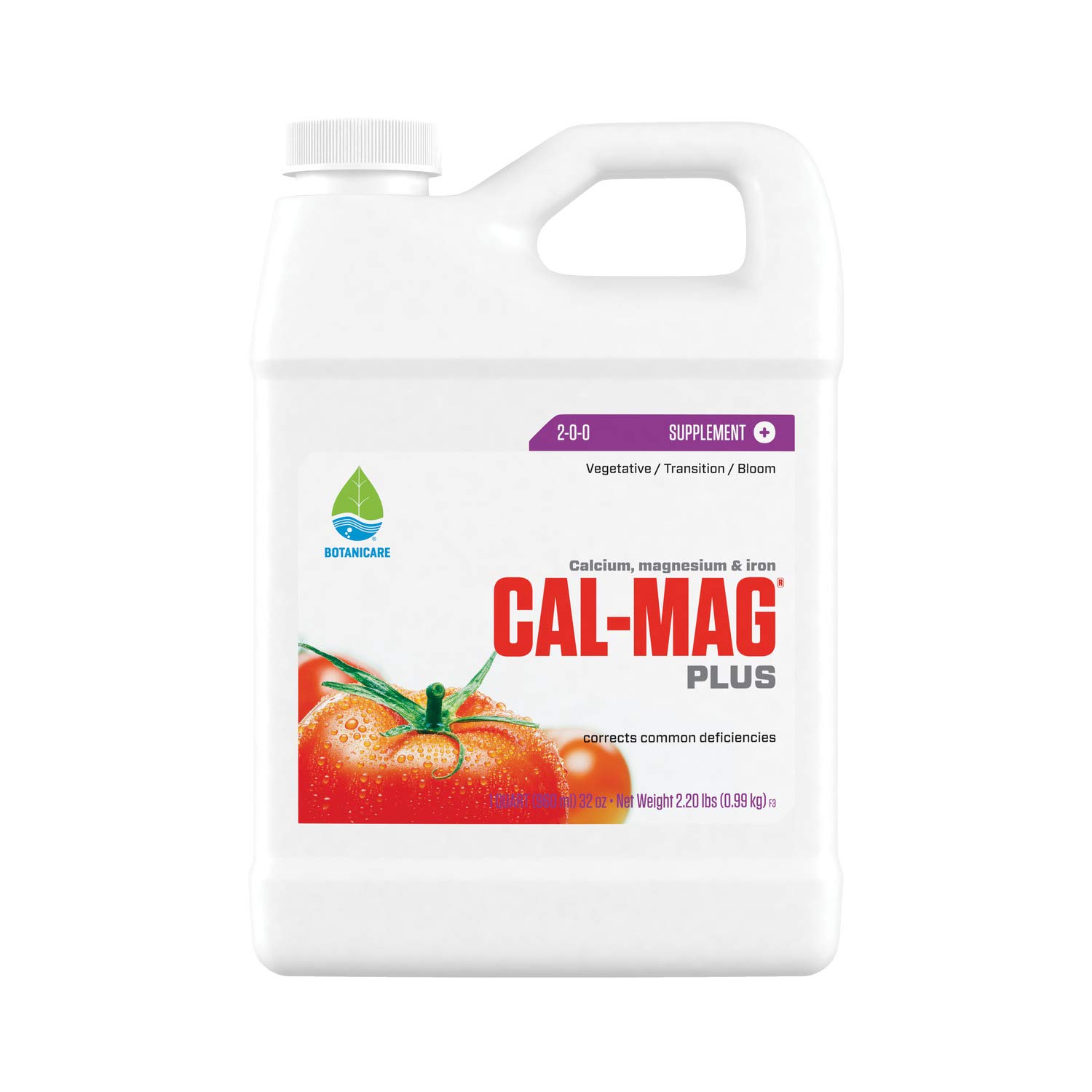 Botanicare Cal-Mag Plus - Calcium, Magnesium & Iron Plant Nutrient Supplement | Corrects Deficiencies | 2-0-0 NPK Formula | Quart Size | Ideal for Hydroponics, Soil & Foliar Spray Applications