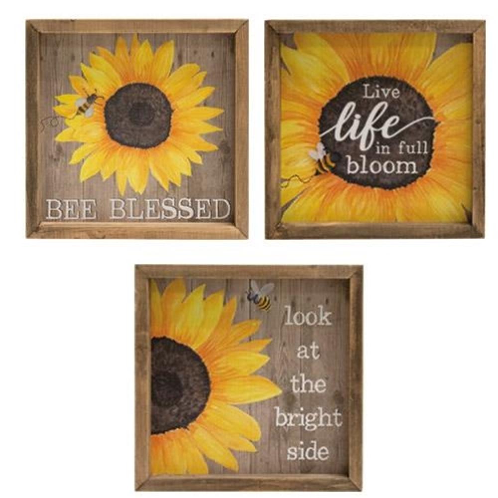 Bee Blessed Sunflower Frame - 3 Assorted Designs for Home Decor, Wall Art, and Gift Giving - Perfect for Living Room, Bedroom, or Office Decoration