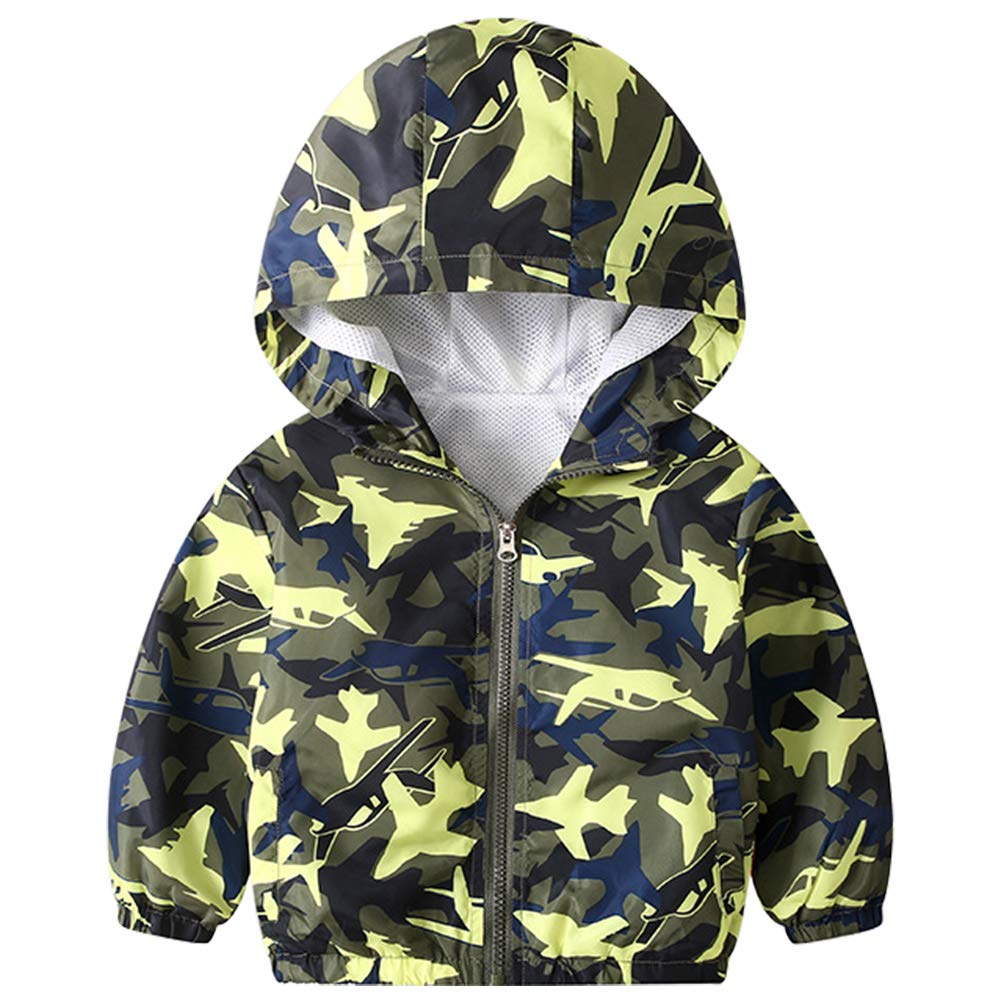 KISBINI Boys Cartoon Dinosaur Zip Up Hooded Jacket - Lightweight Windbreaker Raincoat for Toddler Outdoor Play, School & Rainy Day Activities