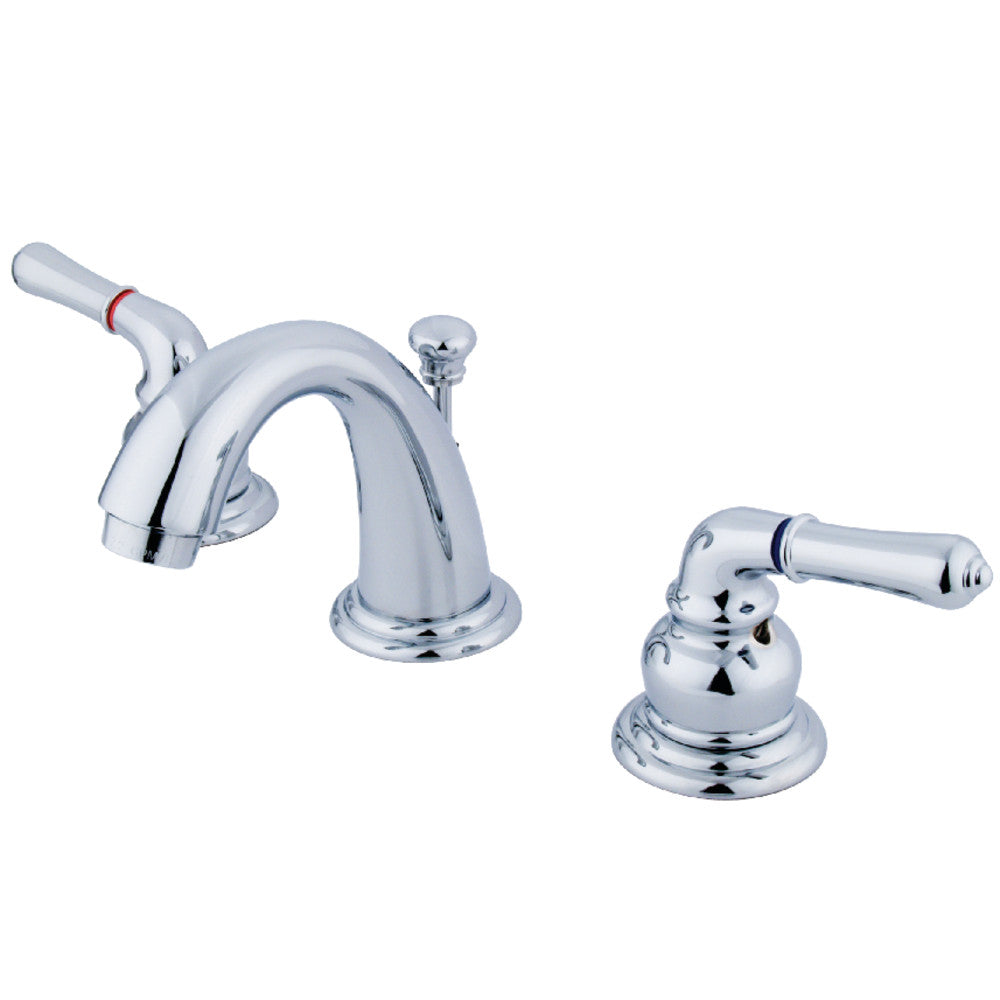 Kingston Brass GKB911 Magellan Widespread Bathroom Faucet - Modern 8 Inch Centerset Bath Sink Faucet with High Arc Spout, Lever Handles - Perfect for Bathroom Vanity, Guest Bath, or Powder Room