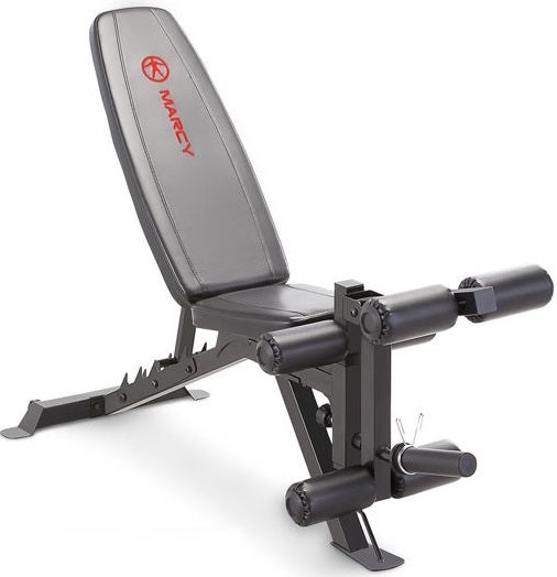 Marcy Deluxe Utility Bench with Leg Extension - Adjustable Weight Bench for Home Gym, Strength Training & Full-Body Workouts - Perfect for Squats, Presses & Leg Exercises