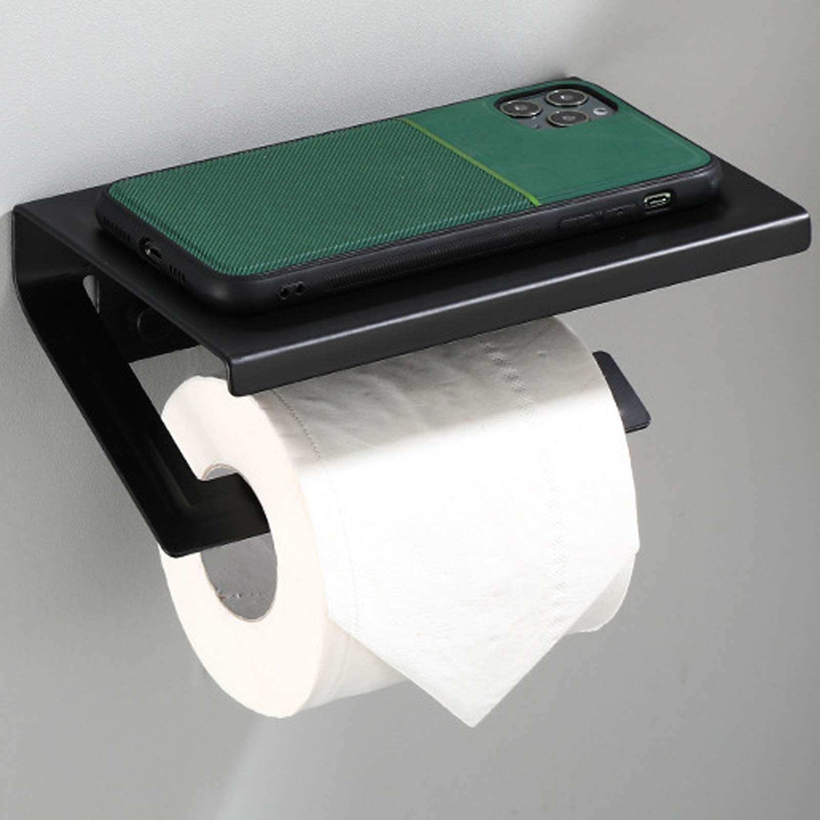 Industrial Toilet Paper Holder - Wall Mounted Bathroom Tissue Roll Stand with Wooden Shelf | Durable Napkin Dispenser for Home, Office & Commercial Use