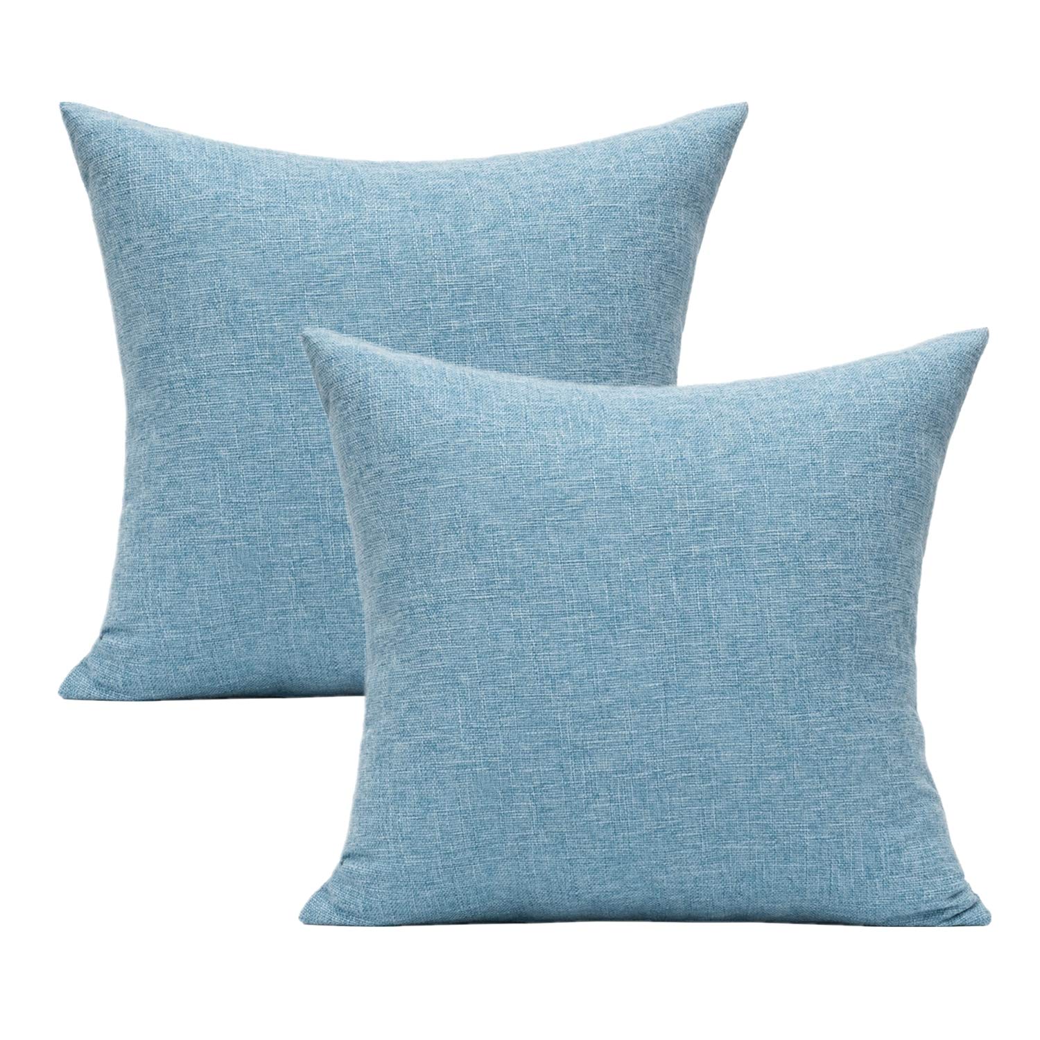 All Smiles Light Blue Decorative Throw Pillow Covers 18x18 - Outdoor Patio Furniture Square Accent Cushion, Teal Sunbrella Pillowcases for Bench Sofa & Couch - Perfect for Porch, Deck, and Living Room Decor