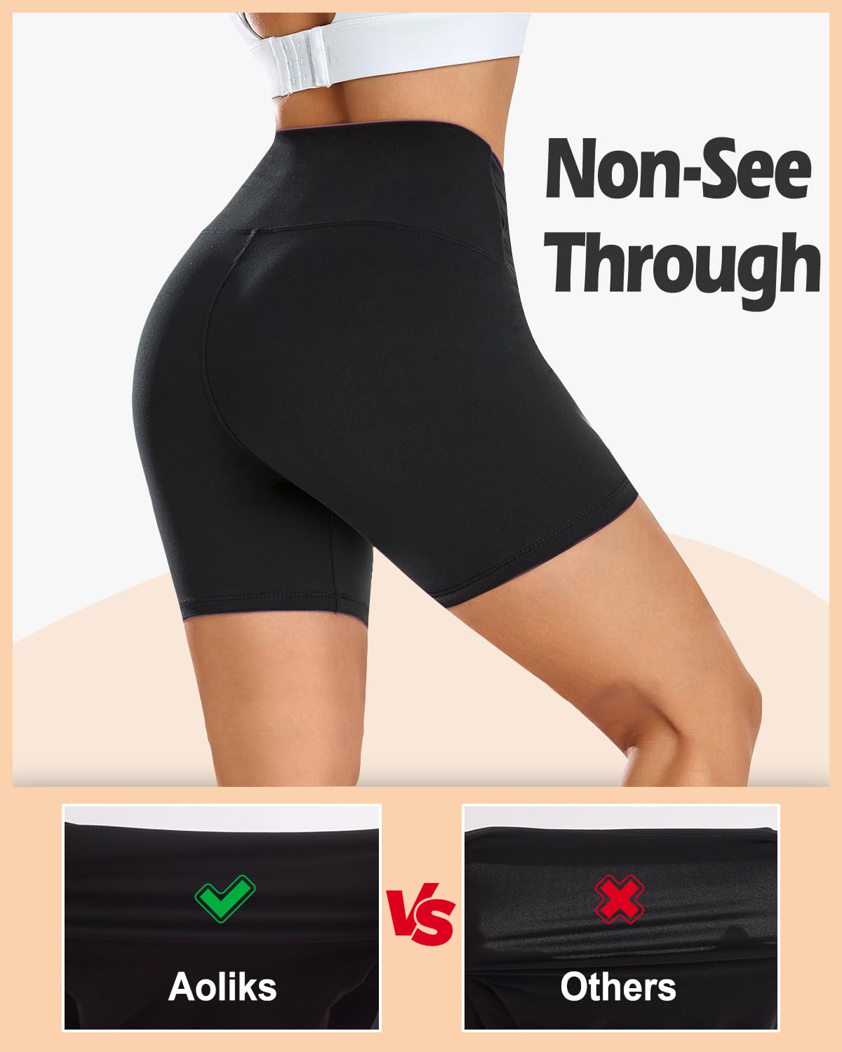 4 Pack Women's High Waisted Biker Shorts - 8