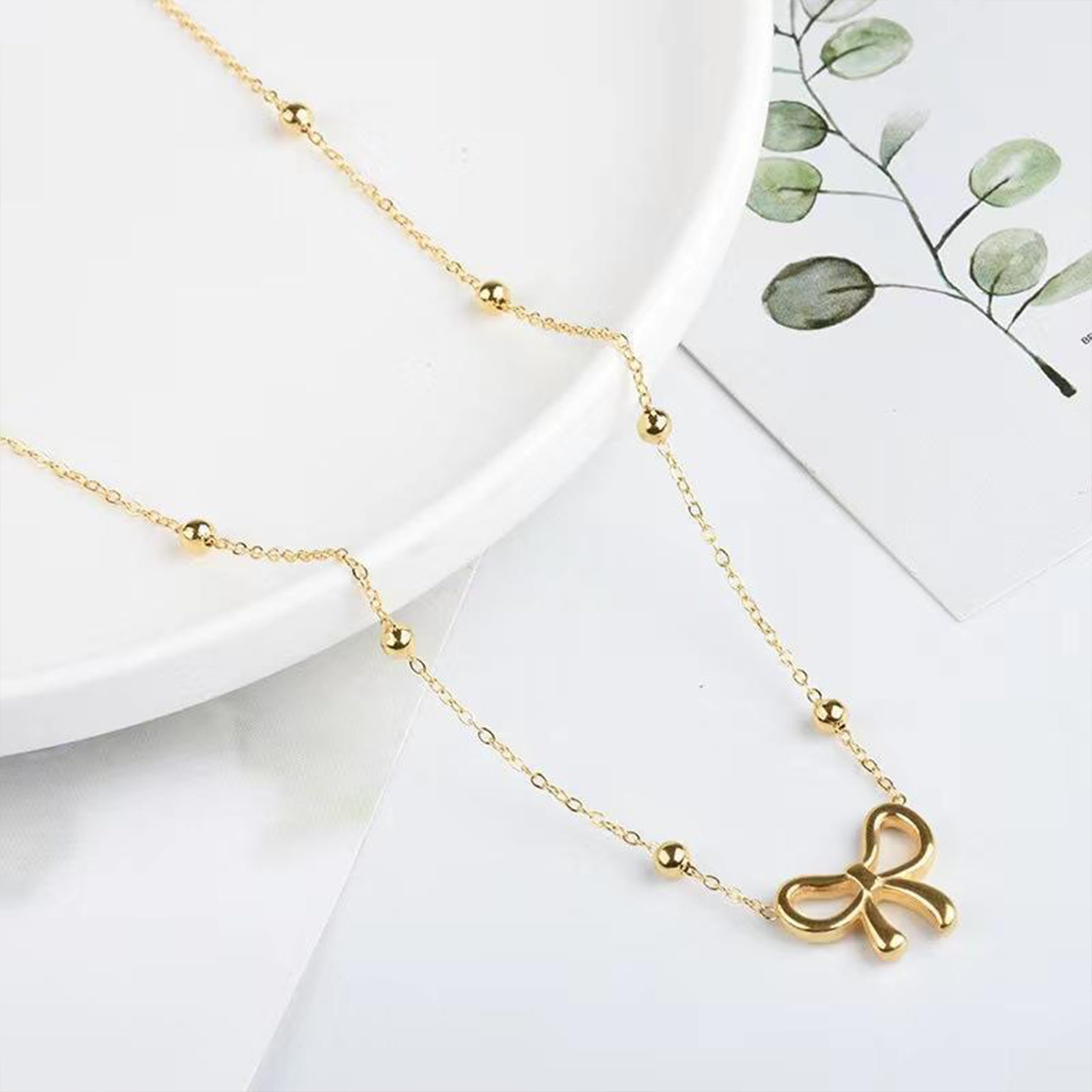 Elegant Bow Jewelry Set for Women - Necklace, Earrings & Bracelet | Bowknot Pendant Chain, Ribbon Stud Earrings | Coquette Accessories | Perfect Christmas Gift for Her | Ideal for Parties, Dates & Special Occasions