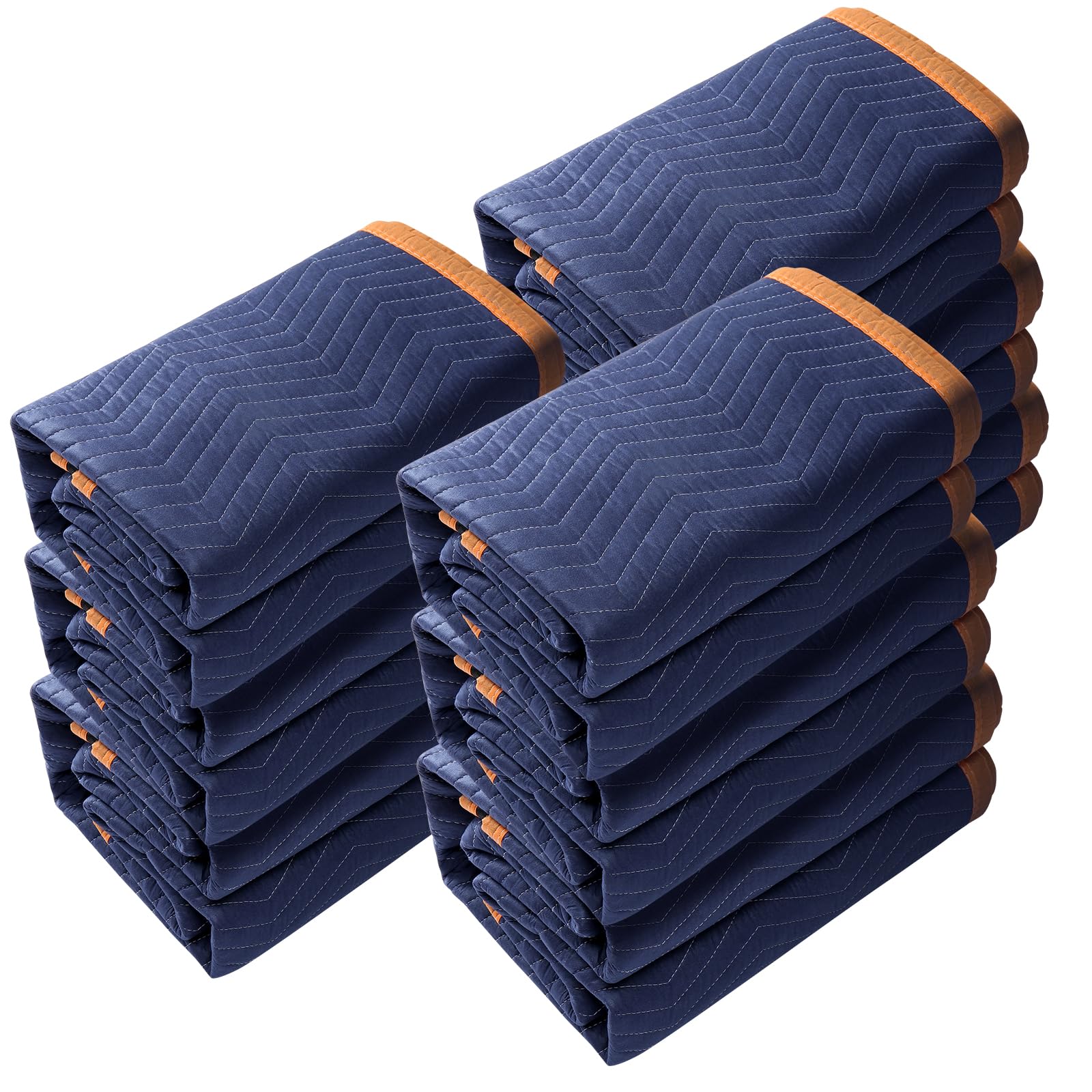 VEVOR YB085-65 Heavy Duty Moving Blankets 12 Pack - 65 lbs/dz, Blue & Orange - Furniture Protectors for Moving, Packing & Storage