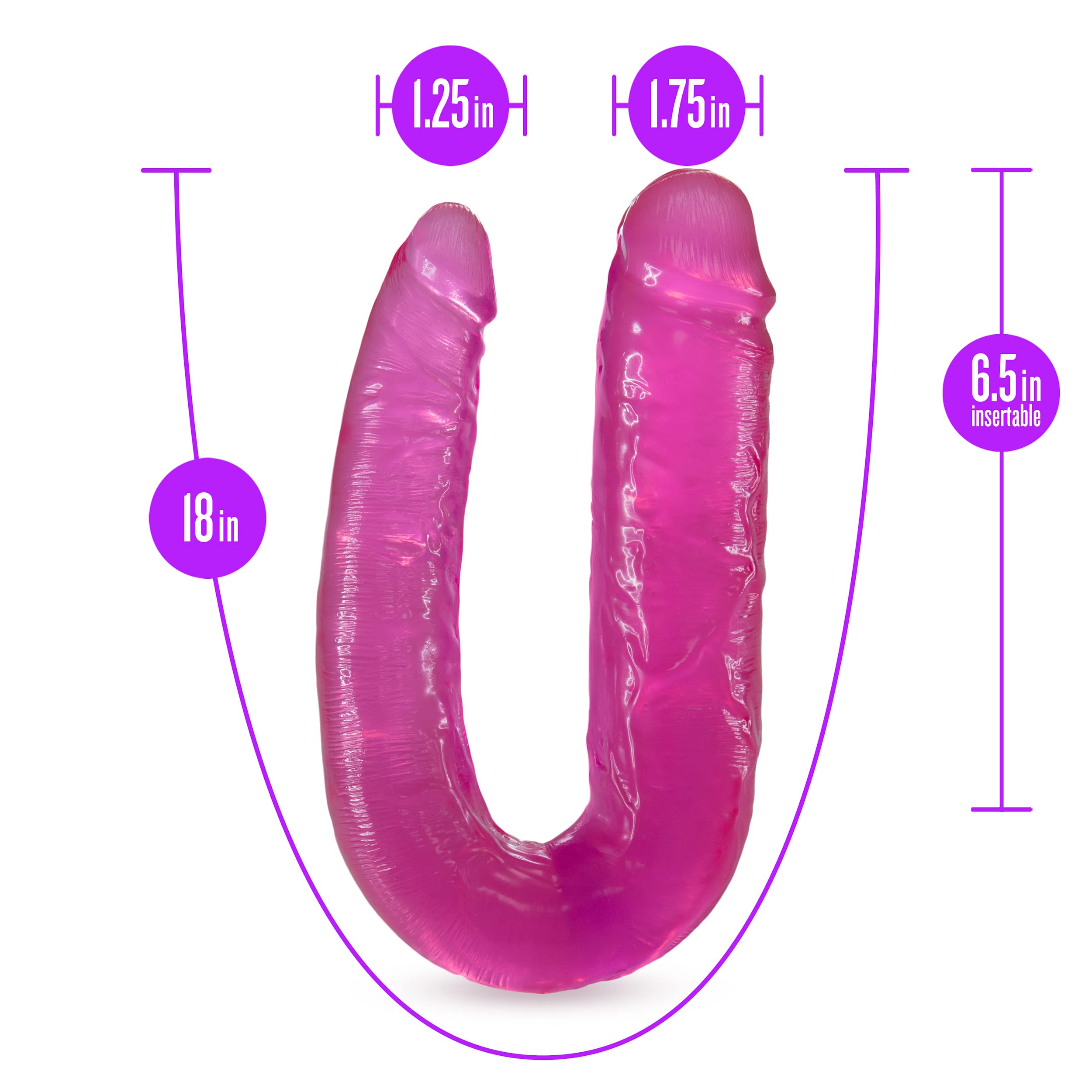 Blush Novelties B Yours Dual-Ended Realistic Dildo for Double Penetration - Pink Adult Toy for Women & Couples - Perfect for Solo Play, Partnered Fun and BDSM Scenes