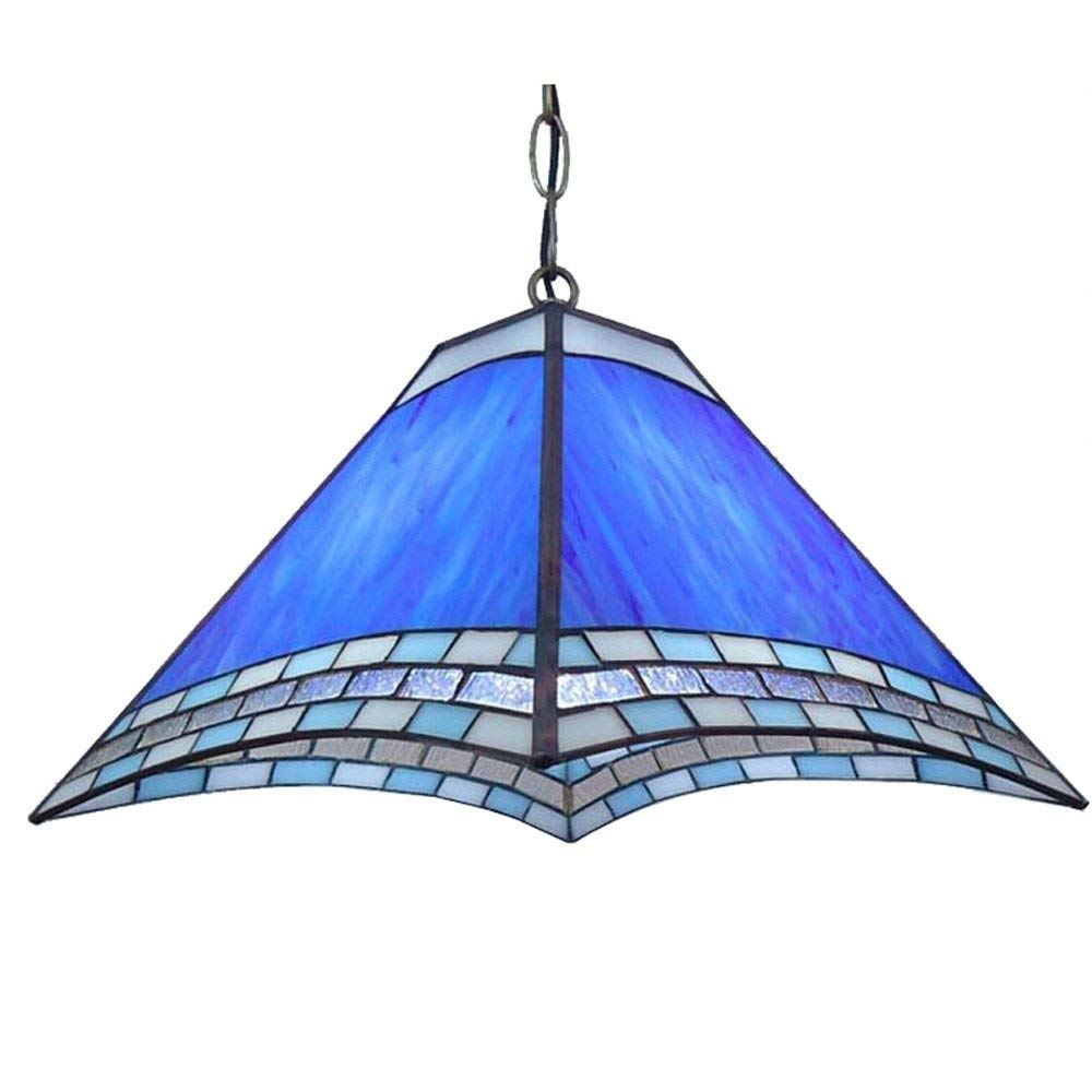 Tiffany Sky Blue Glass Pendant Light - Mediterranean Style Porch, Corridor & Balcony Ceiling Lamp - Elegant Dining Room Hanging Lighting Fixture for Home & Outdoor Decor