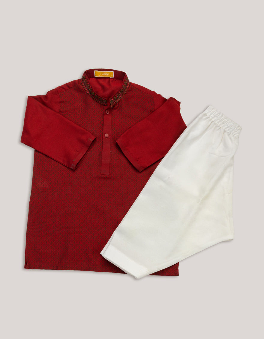 Blended Red Special Kurta by J. Junaid Jamshed | Premium Pakistani Traditional Wear for Men | Perfect for Eid, Weddings & Festive Occasions