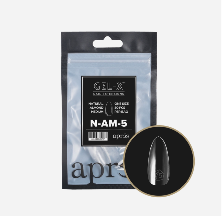 Apres Gel X Refill Tips 2.0 - 50pcs Natural Medium Almond Nail Extensions for Salon & DIY Manicure at Home
