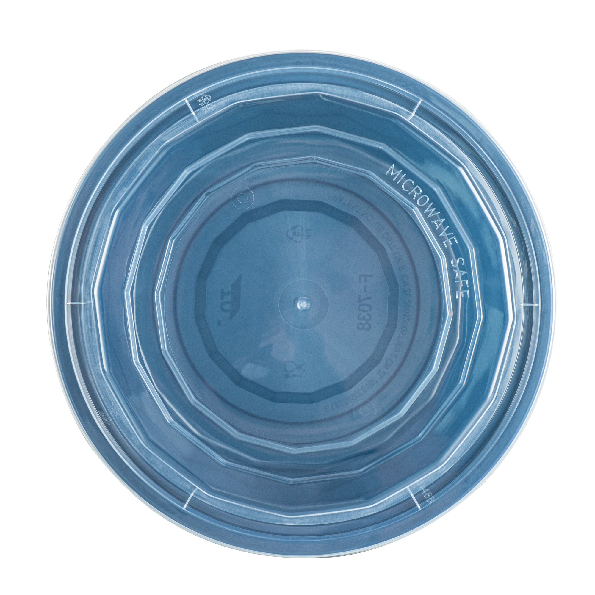 32 oz Round Midnight Blue Plastic Food Storage Containers with Clear Lids - Microwave Safe, BPA Free (100-Pack, 7.25