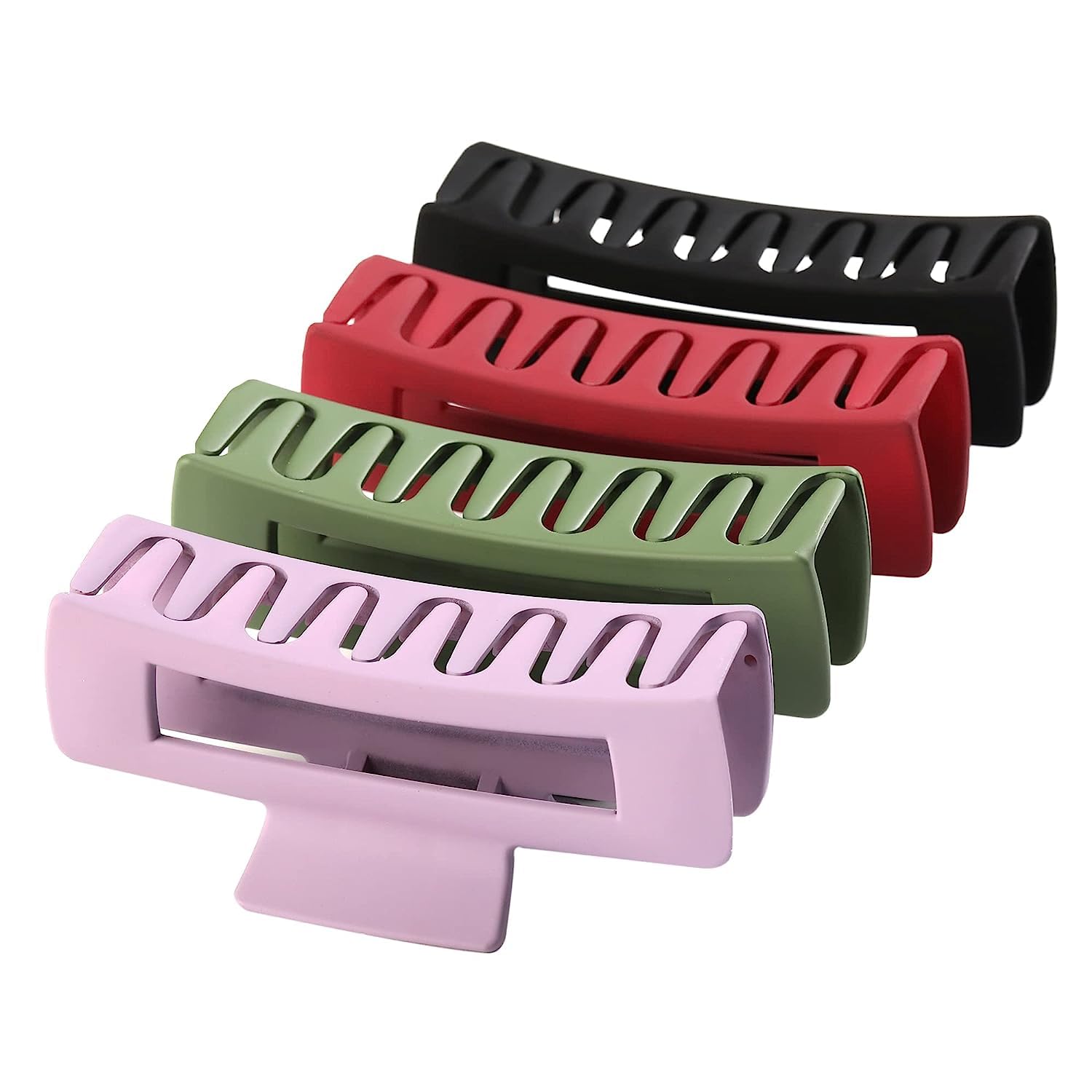 4 Pcs Women's Large Rectangular Hair Clips - High Elastic Anti-Slip Claw Clips for Thin & Thick Hair | Fashion Hair Accessories for Work, Party & Daily Styling