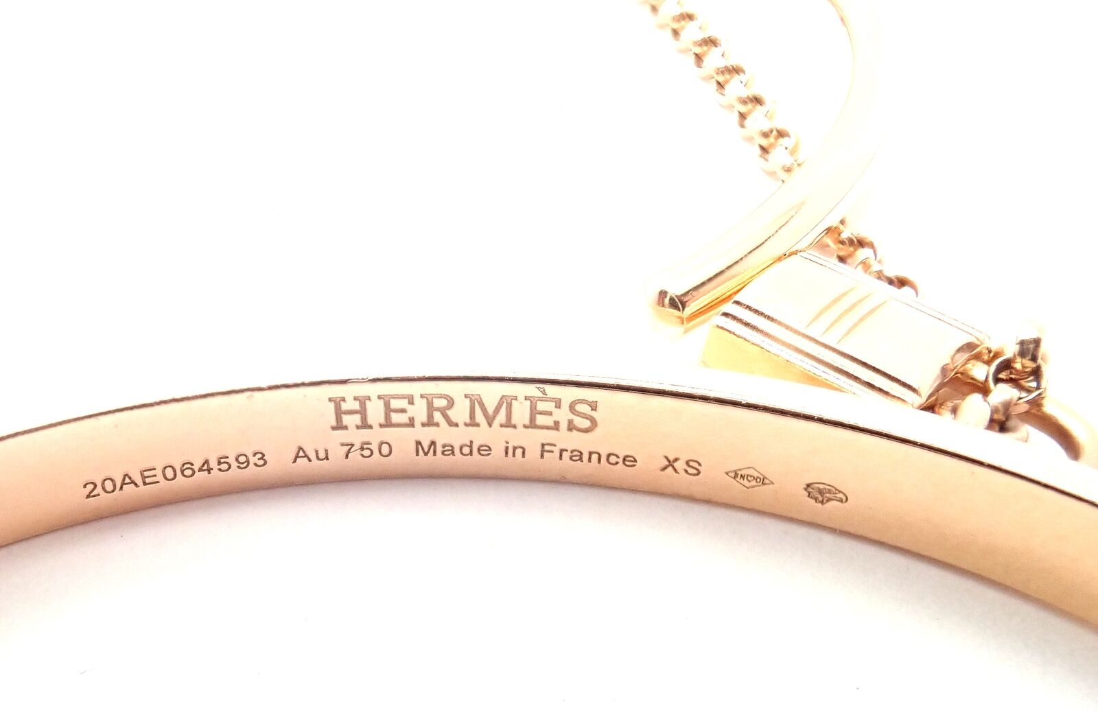 Authentic Hermes 18K Rose Gold Kelly Clochette Double Cuff Bangle Bracelet - Luxury Jewelry for Women, Perfect for Weddings, Parties & Special Occasions