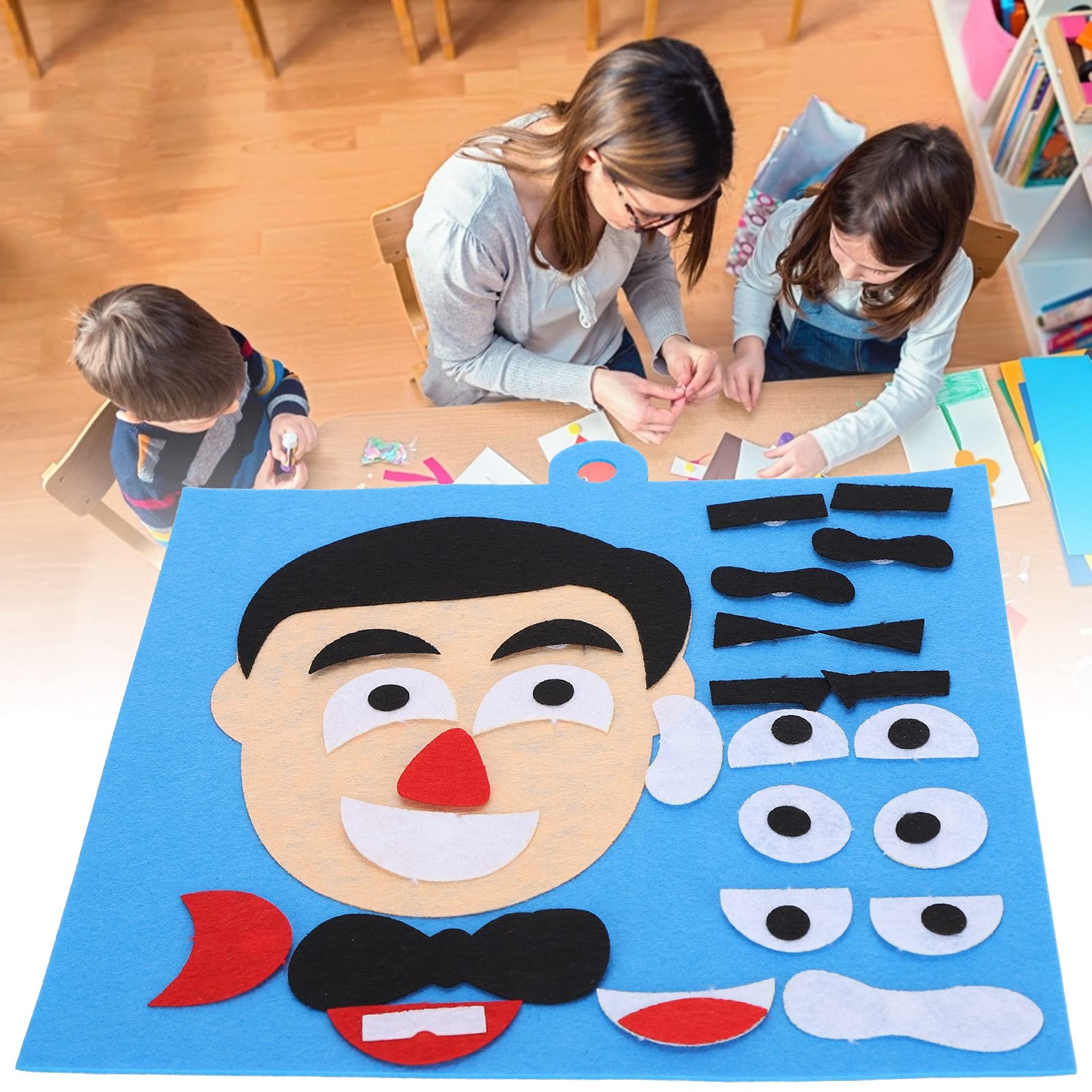 Meiyya Felt Cotton Facial Expressions Jigsaw Puzzle Toy Set - Fun Parent-Child DIY Activity for Kids, Emotional Learning Game for Toddlers - Perfect for Park Playdates, Family Bonding & Preschool Education (Male)
