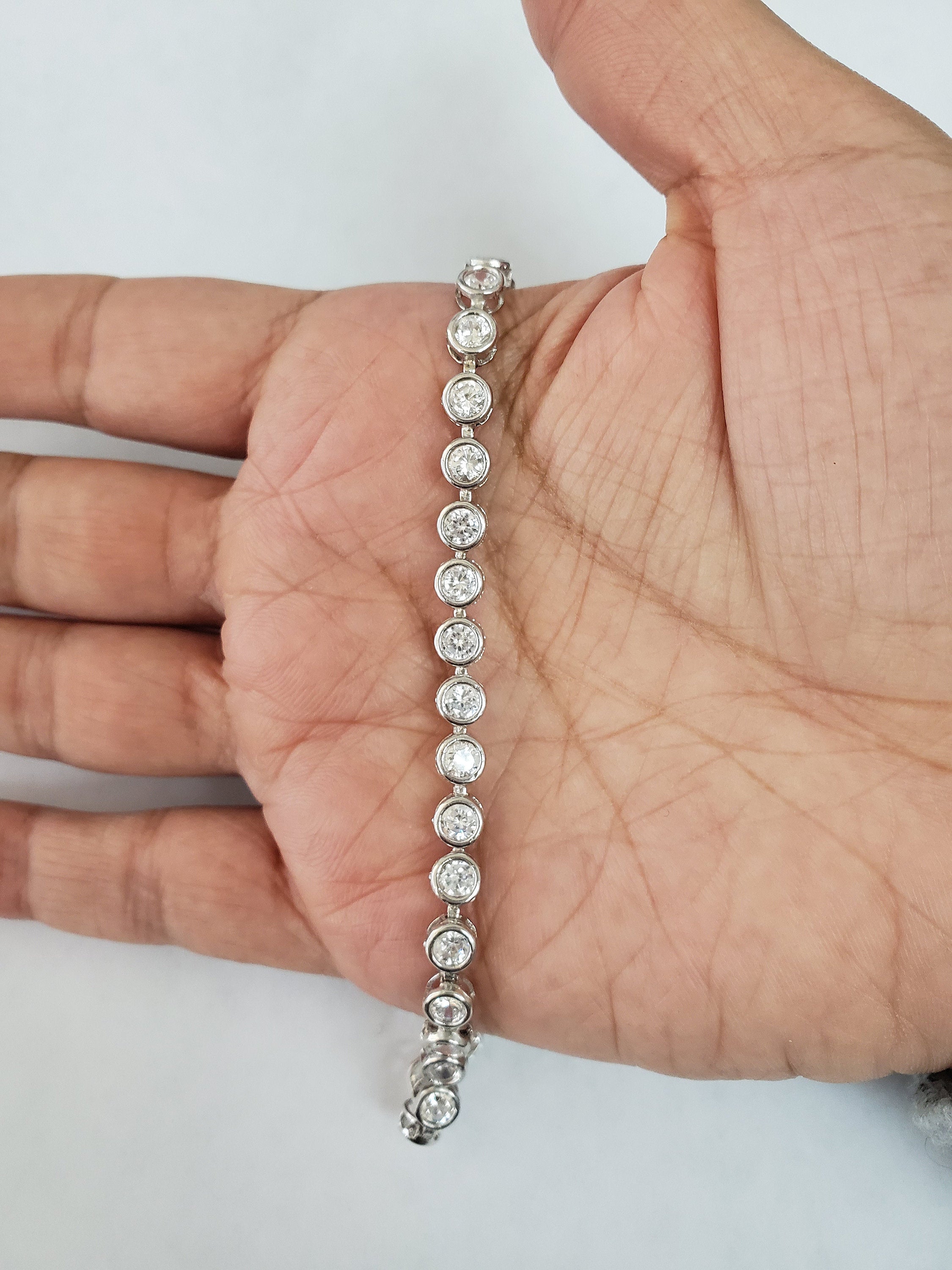 14K White or Yellow Gold Cubic Zirconia Tennis Bracelet - Elegant Bezel Setting for Women's Jewelry Collection | Perfect for Weddings, Parties & Special Occasions