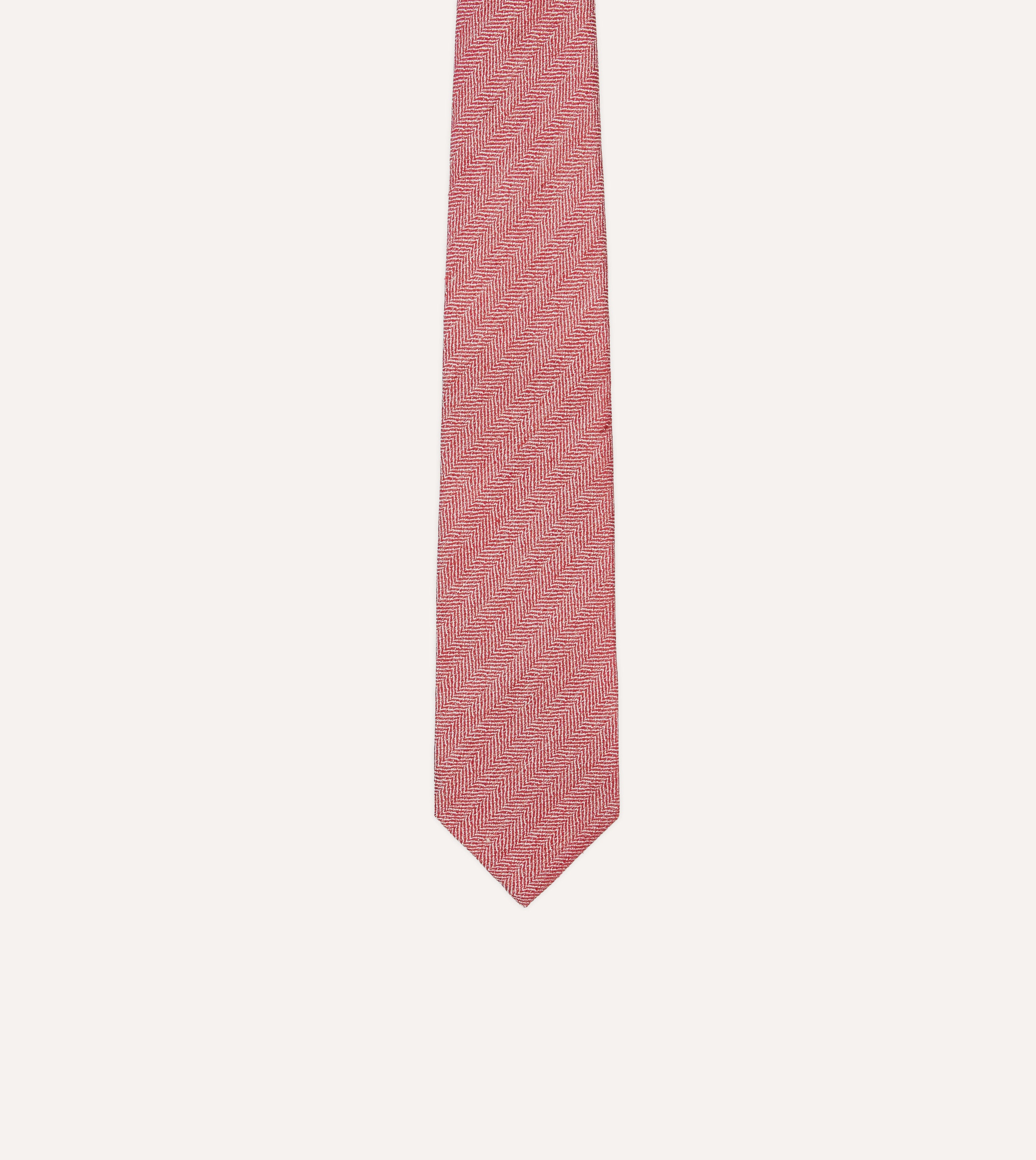 Premium Red & Ecru Herringbone Linen Silk-Tipped Necktie for Men - Elegant Formal Wear for Weddings, Business Meetings & Special Occasions