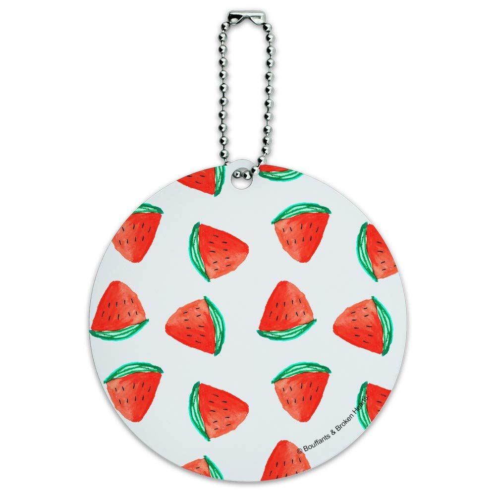Watermelon Slices Luggage Tag - Cute Summer Pattern Round ID Card for Suitcase, Carry-On & Travel Bags - Perfect for Vacation, Beach Trips & Airplane Travel Accessories