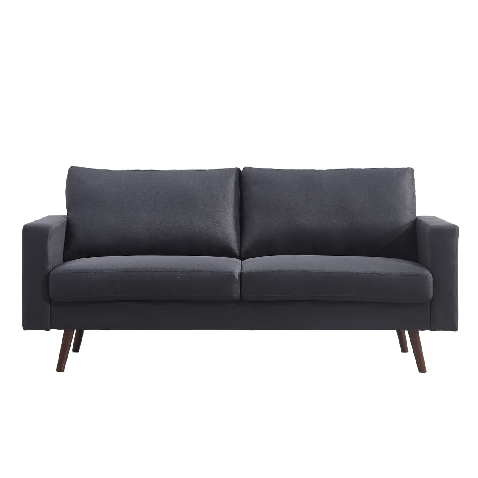 Mid-Century Modern Fabric Sofa - Dark Gray Small Couch for Living Room, Soft Upholstery & Tool-Free Assembly | Perfect for Apartments, Studios & Cozy Home Decor
