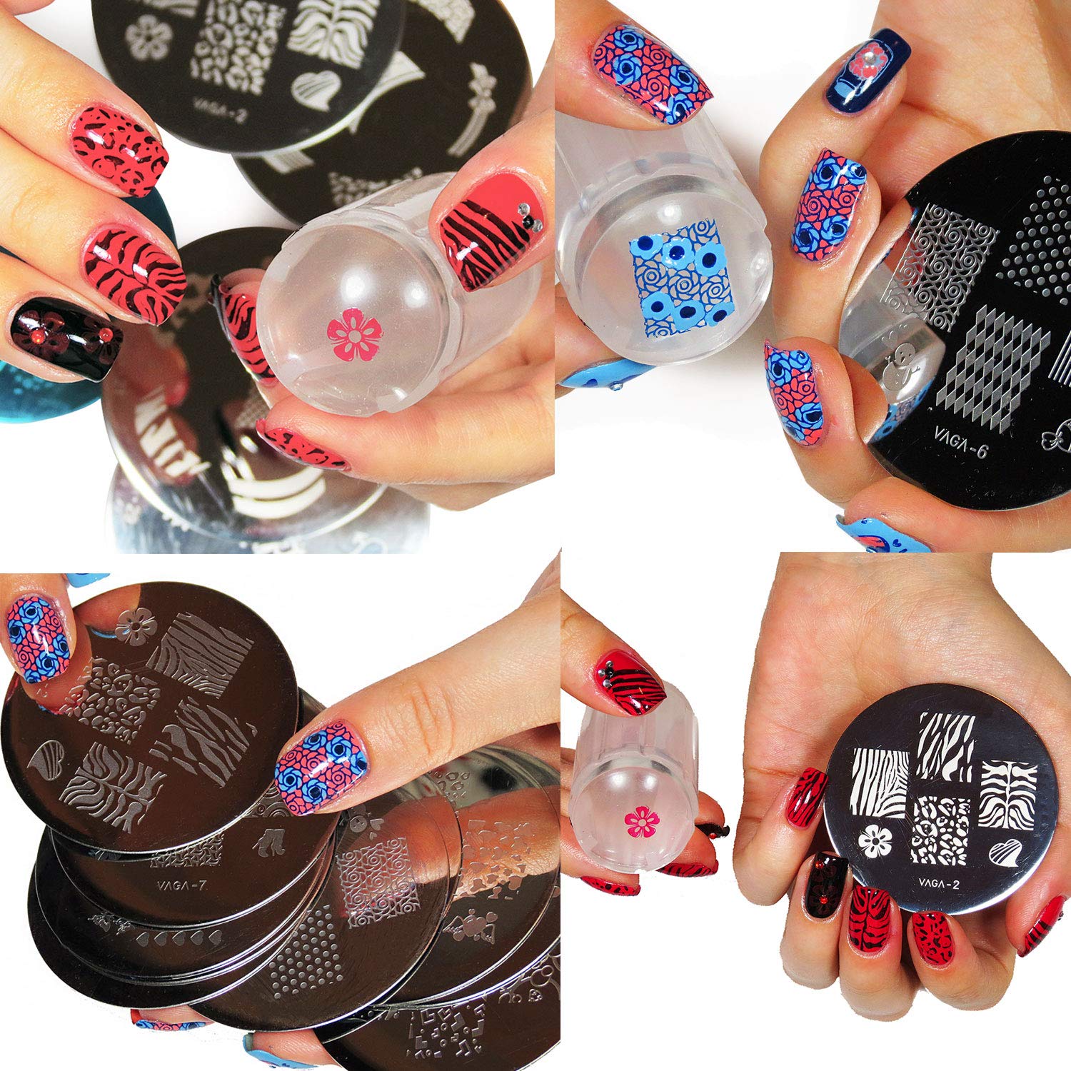 VAGA 10PC Nail Stamping Kit with 60 Designs - Perfect for Home & Salon Manicures