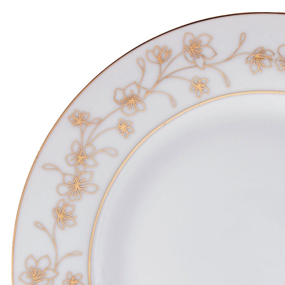 Elegant Metallic Floral Gold 32-Piece Dinnerware Set - Service for 8 - Perfect for Formal Dining, Wedding Registry & Holiday Entertaining
