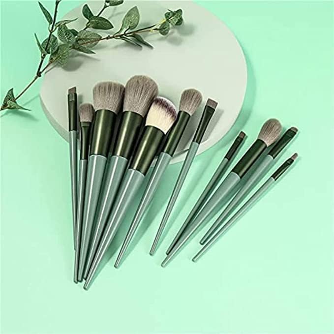 13-Piece Mwezi Celebrity Makeup Brush Set with Soft Fluffy Pouch - Professional Cosmetic Brush Kit (Multicolor) for Foundation, Blending, Contouring & Eye Makeup