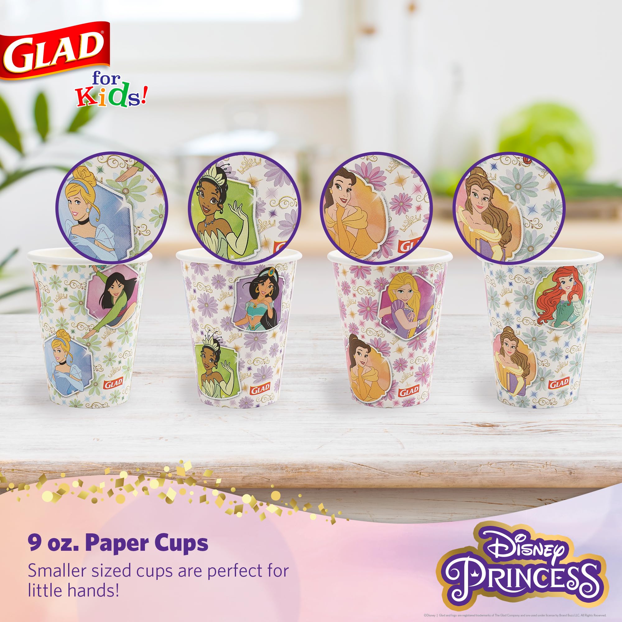 Disney Princess 9oz Paper Cups for Kids - 24 Count | BPA-Free Snack Cups for Juice, Milk & Party Favors | Durable Kid-Friendly Cups for Home, School & Birthday Parties