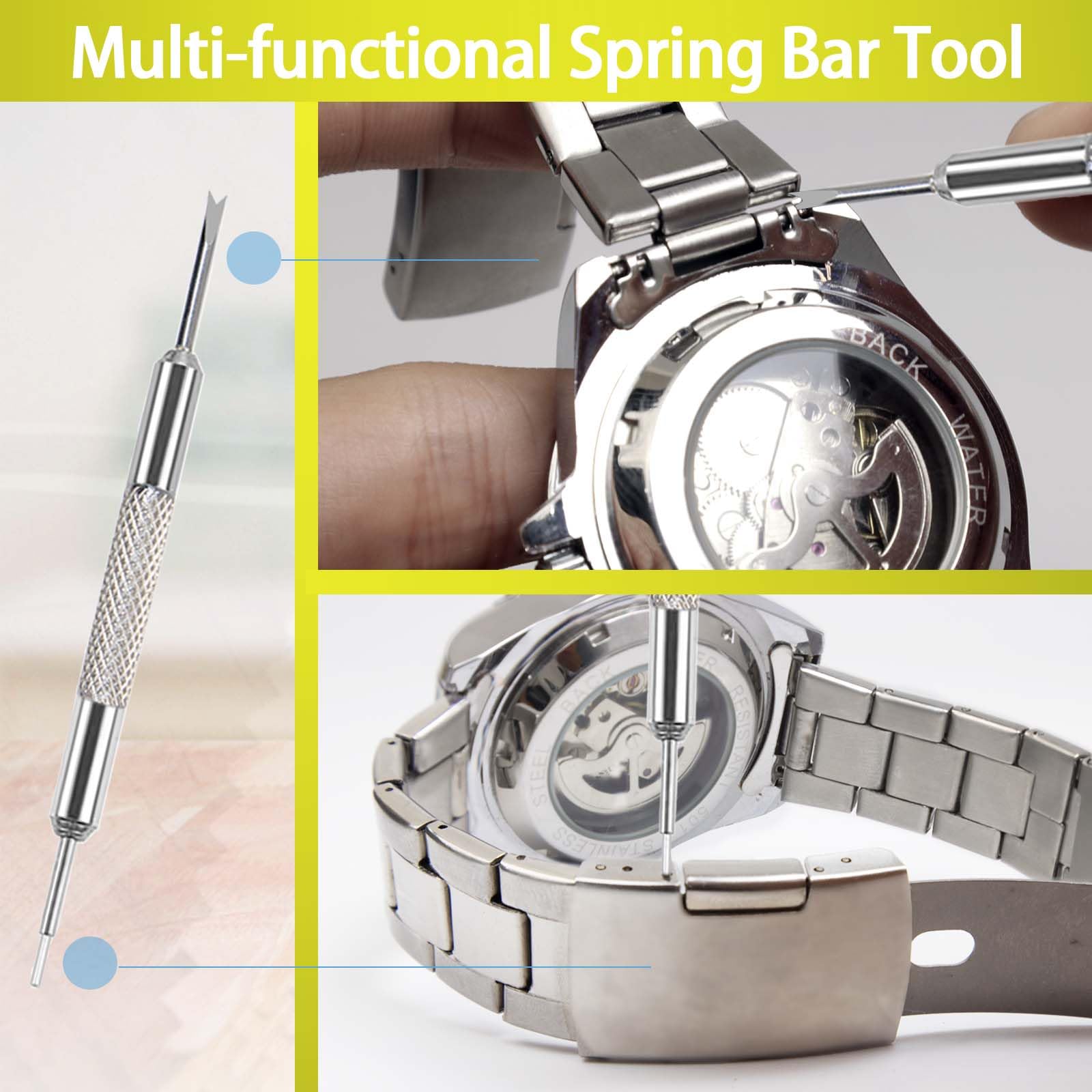 Watch Band Link Removal Tool Kit - Professional Watch Strap Sizing & Adjustment Set with Spring Bars, Pins & Hammer for Bracelet Resizing (Black) | Perfect for Watch Repair, Maintenance & DIY Jewelry Adjustments
