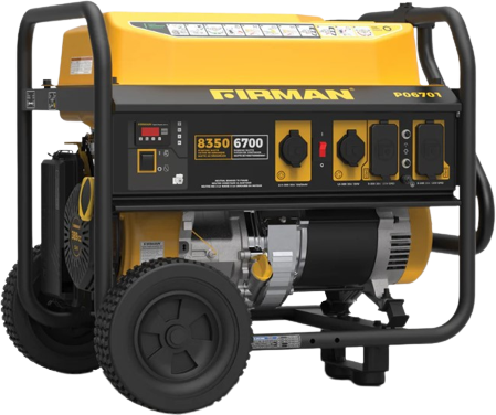Firman P06701 6700W/8350W Portable Gas Generator with 30 Amp 120V/240V Recoil Start - Ideal for Home Backup Power, Camping & Outdoor Activities