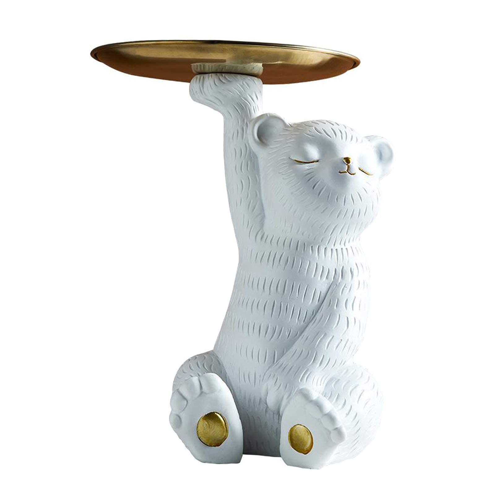 Nordic White Bear Statue Storage Tray - Minimalist Home Decor for Living Room, Coffee Table, Bedroom | Multi-Purpose Snack & Jewelry Organizer | Modern Decorative Tray for Candles, Keys, Coins (Perfect for Gift Giving & Home Styling)