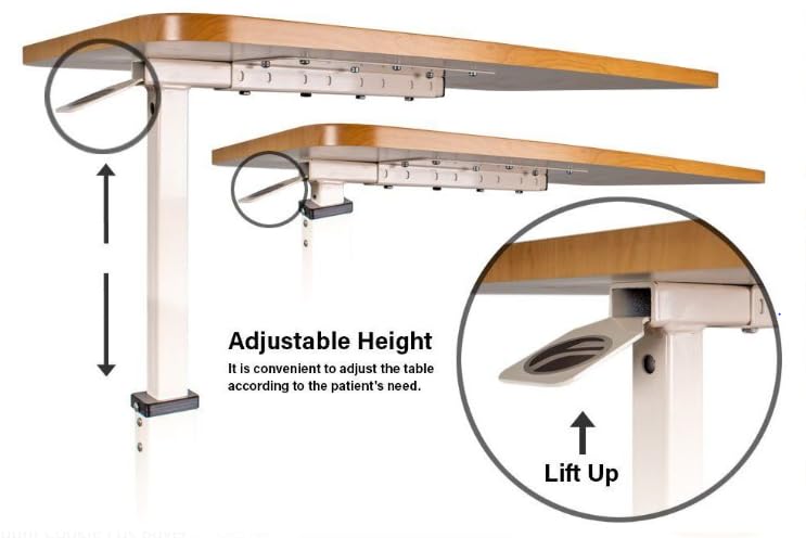 Adjustable Overbed Table with Wheels - Portable Hospital Bed Table for Home & Medical Use, Standing Desk, Rolling Over The Bed Table - Ideal for Patients, Elderly & Home Office (STB 01, White) - Perfect for Meal Tray, Laptop Work & Reading in Bed