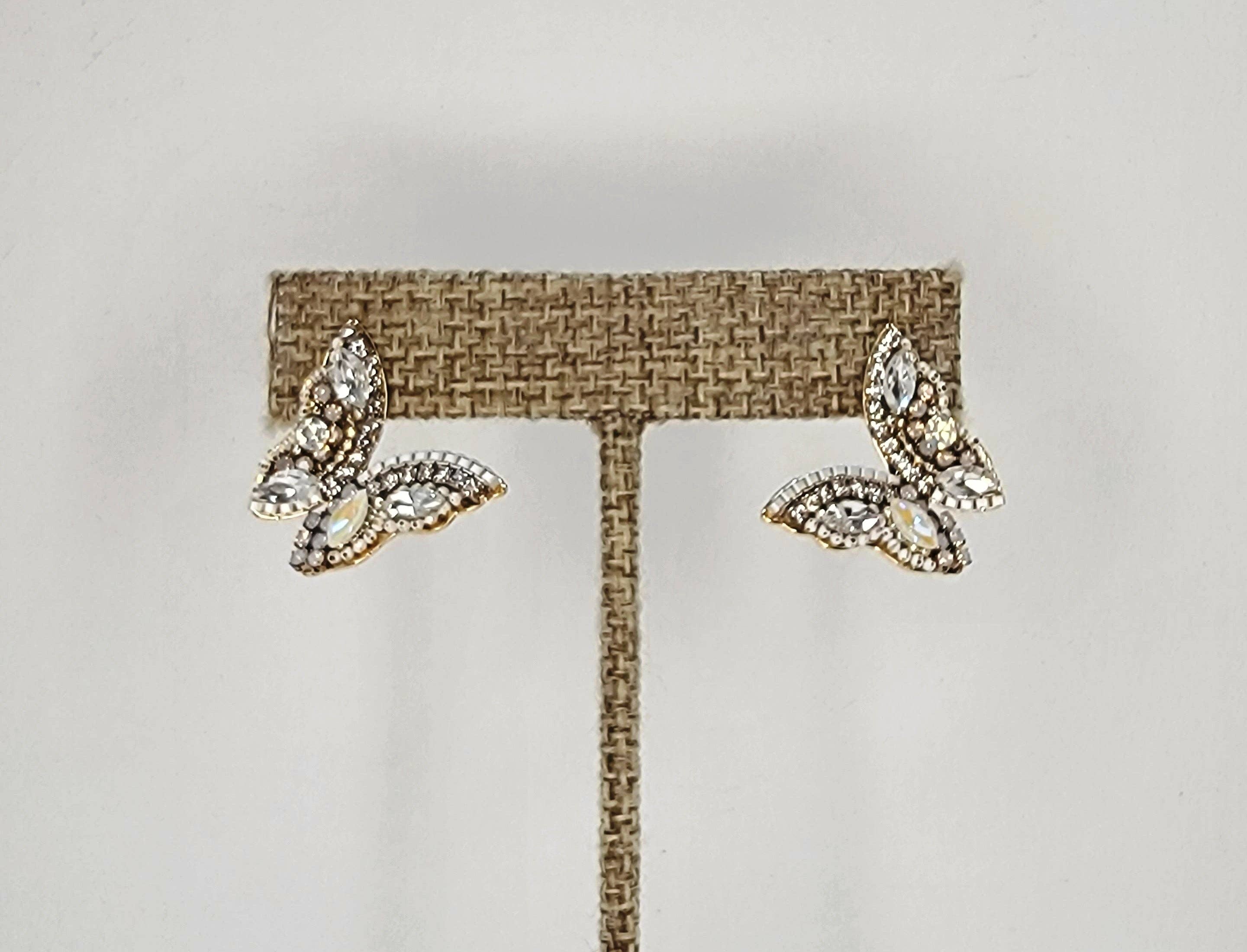 Butterfly Flutter CZ Crystal Stud Earrings for Women - Elegant Cubic Zirconia Post Earrings for Daily Wear, Parties & Special Occasions