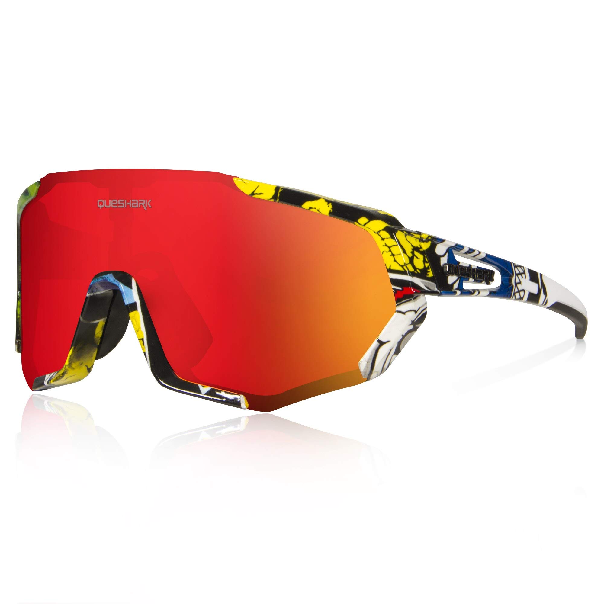 Queshark Polarized Cycling Glasses for Men & Women - UV Protection Sports Sunglasses with 2 HD Lenses - Ideal for Cycling, Running, Hiking & Outdoor Activities