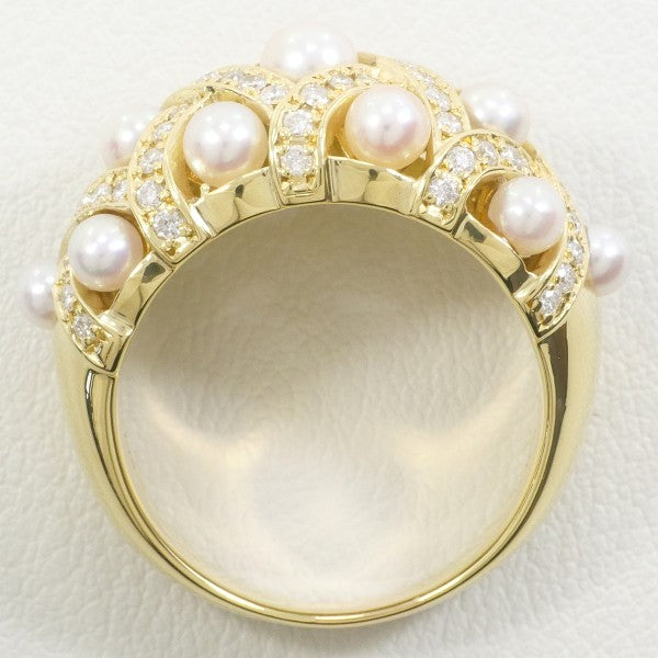 18K Yellow Gold Akoya Pearl Diamond Ring for Women - Elegant Bridal Jewelry, Anniversary Gift, Engagement Ring, Wedding Band, Valentine's Day Present