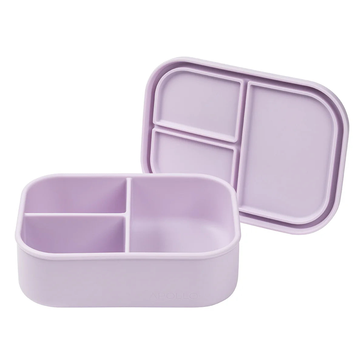 Apollo Silicone Bento Box - 3 Compartment Snack Container for Kids & Adults, Reusable Lunch Box, Microwave & Dishwasher Safe, BPA-Free, Purple - Perfect for School, Office, Picnics & Meal Prep