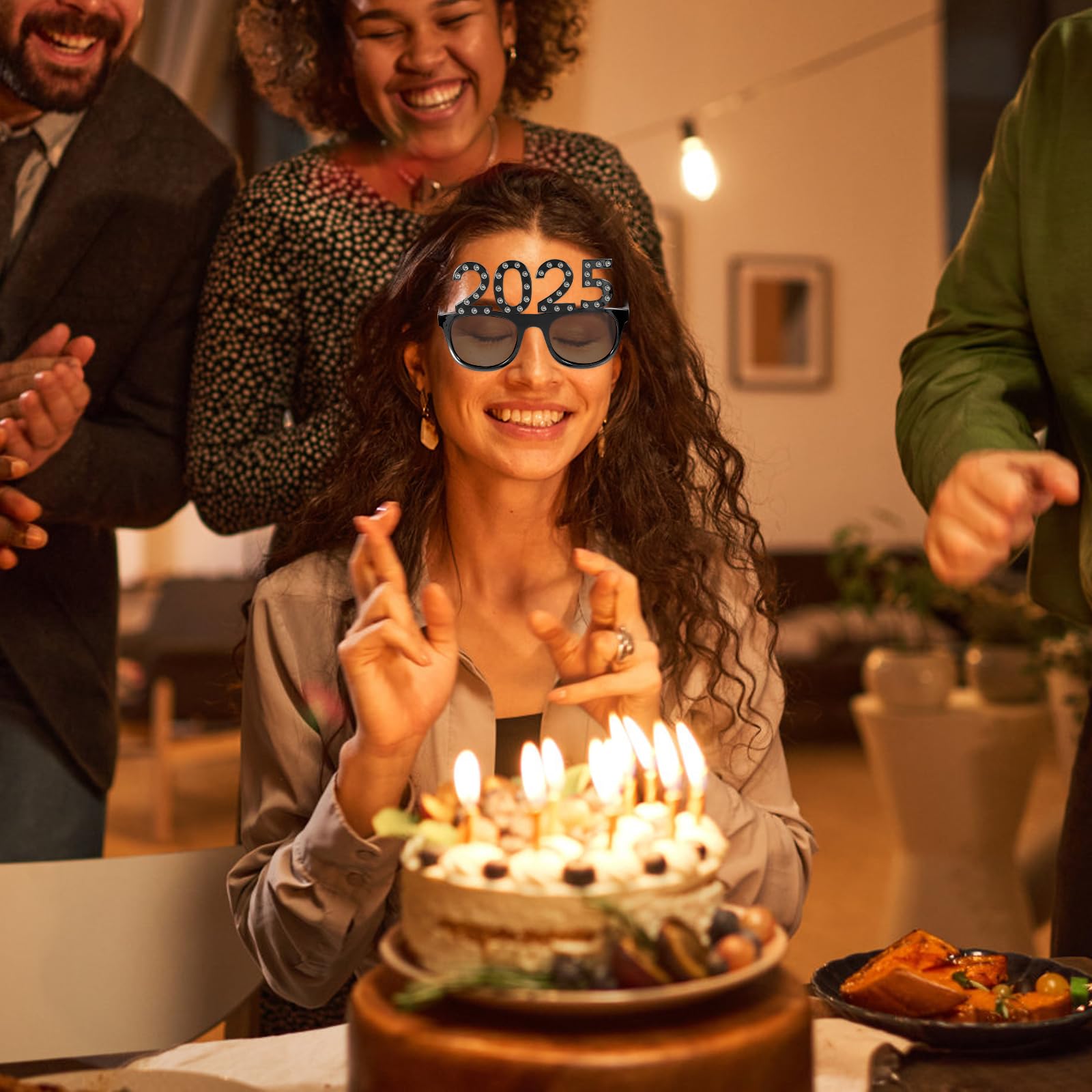 LOGOFUN 5-Pack 2025 Glitter Sunglasses - New Year Party Eyewear with 2025 Number Frame for Holiday, Graduation & Celebrations - Colorful & Fun Accessories for NYE, Countdown Parties & Festive Events