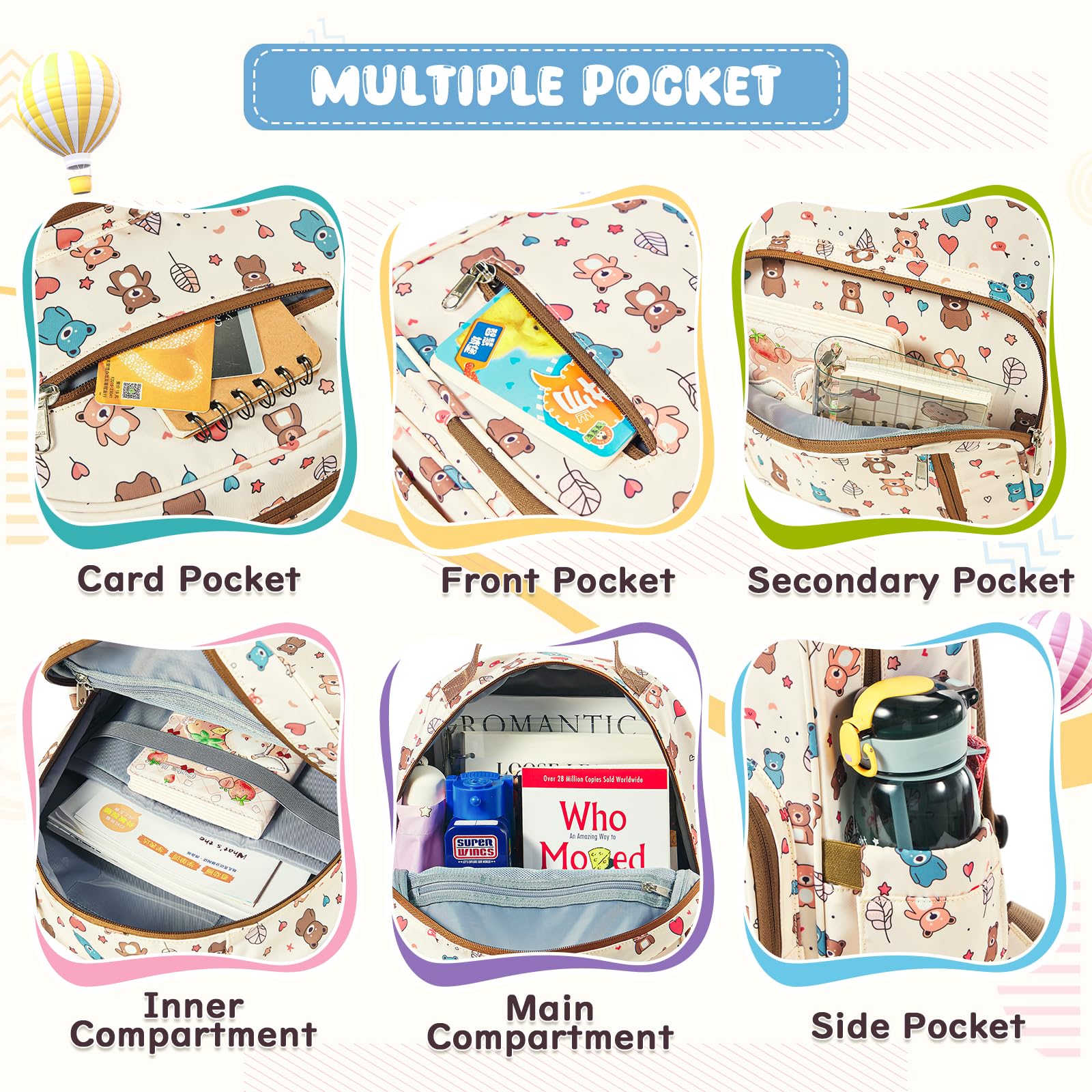 **Cute Bear Backpack for Kids - 15