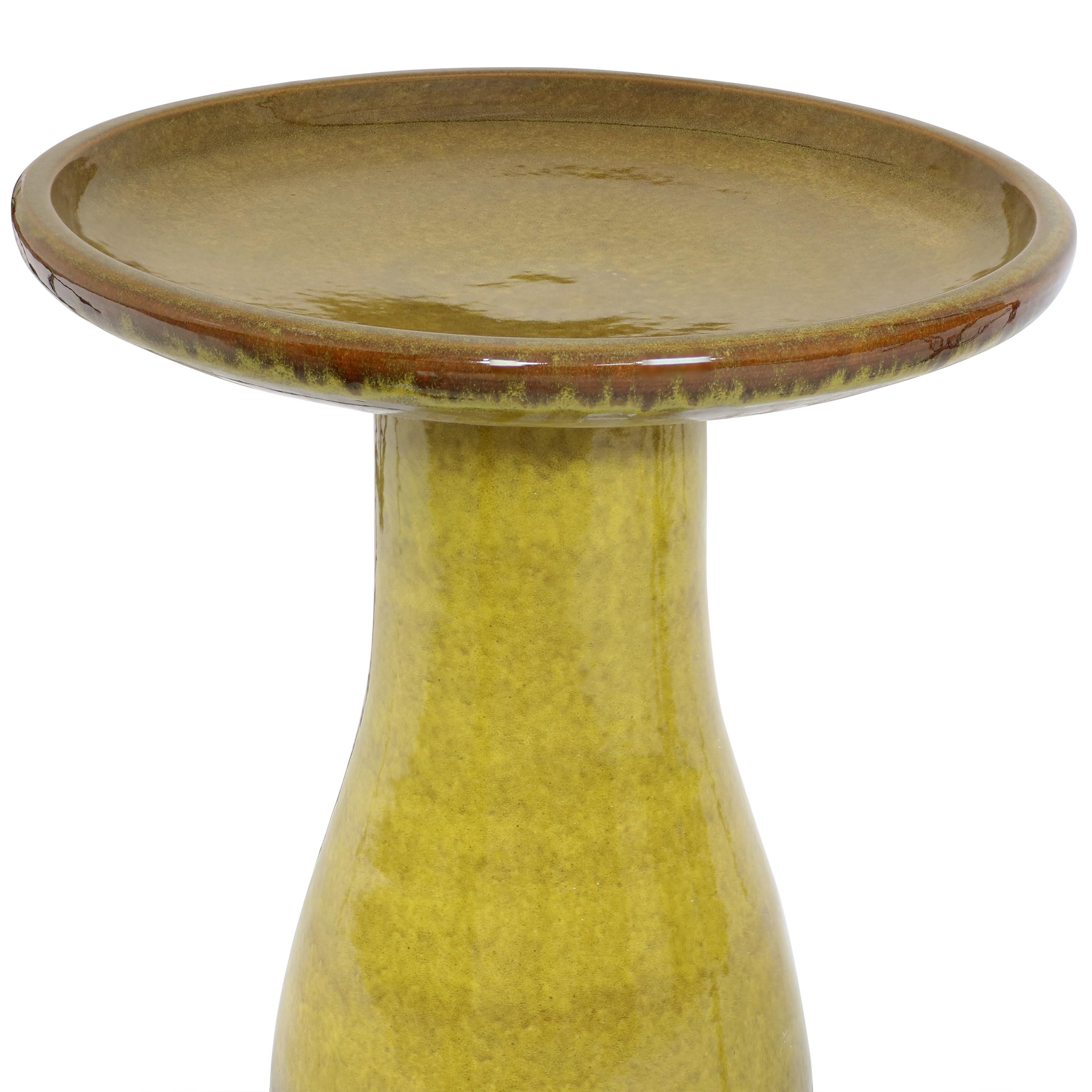 Sunnydaze Glazed Ceramic Duo Tone Outdoor Bird Bath - Garden Decor for Attracting Birds & Enhancing Outdoor Spaces