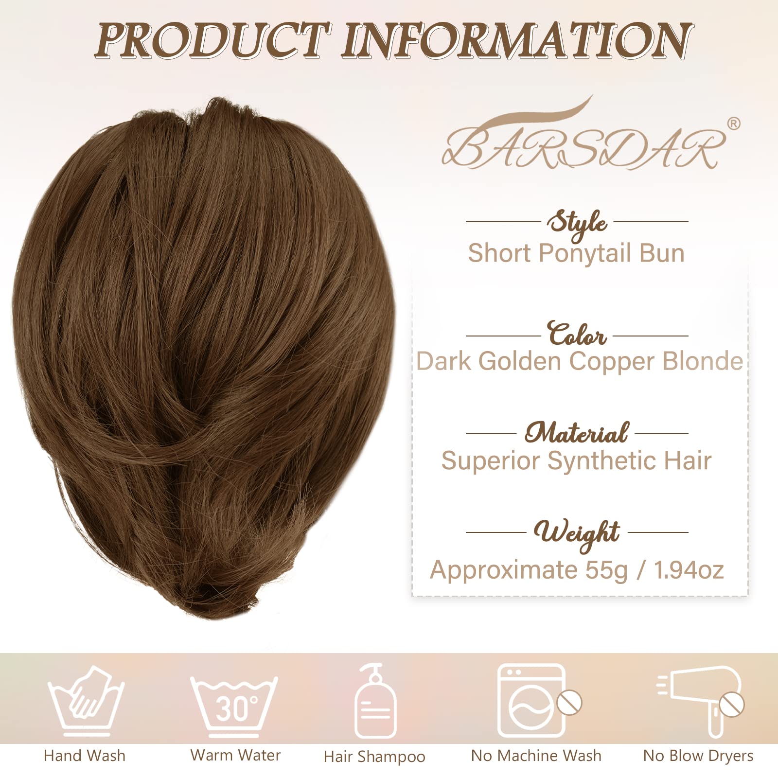Straight Hair Bun Ponytail Extension - Elastic Scrunchie Hair Tie for Women | Perfect for Workout, Office & Everyday Hairstyles